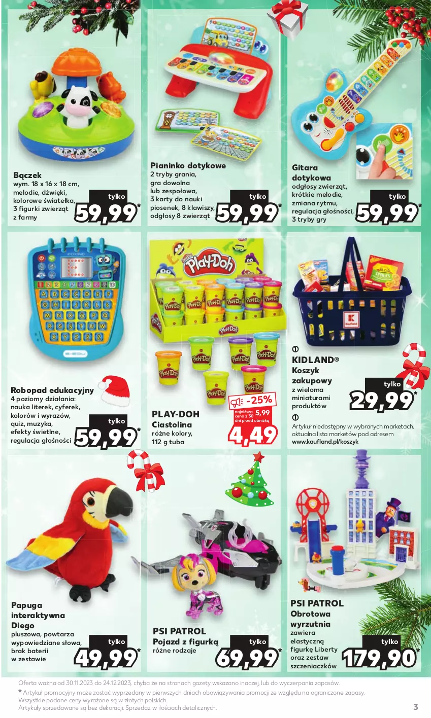 Gazetka promocyjna Kaufland - Kaufland - ważna 30.11 do 24.12.2023 - strona 3 - produkty: Dres, Fa, Gitara, Gra, Gry, Kosz, Play-Doh, Pojazd, Psi Patrol, Quiz, Tera, Wyrzutnia