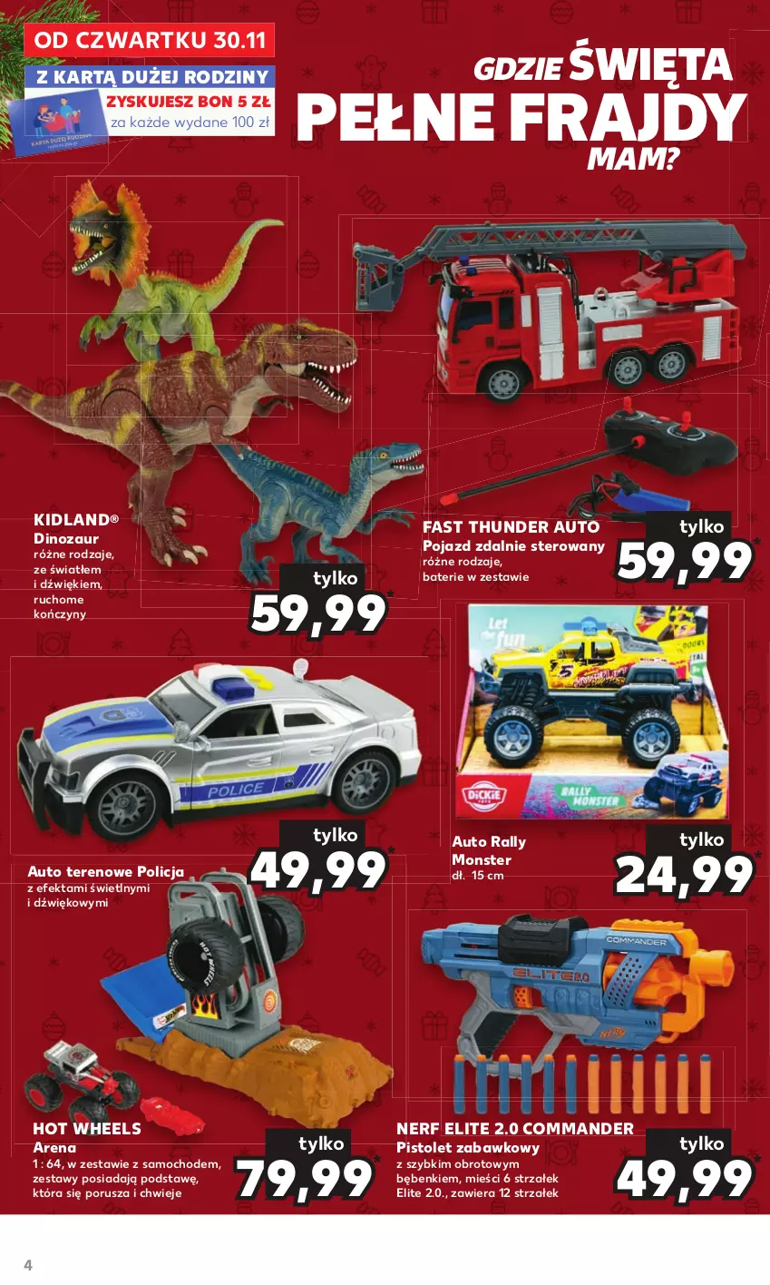 Gazetka promocyjna Kaufland - Kaufland - ważna 30.11 do 24.12.2023 - strona 4 - produkty: Dinozaur, Fa, Hot Wheels, Nerf, Pistolet, Pojazd, Por