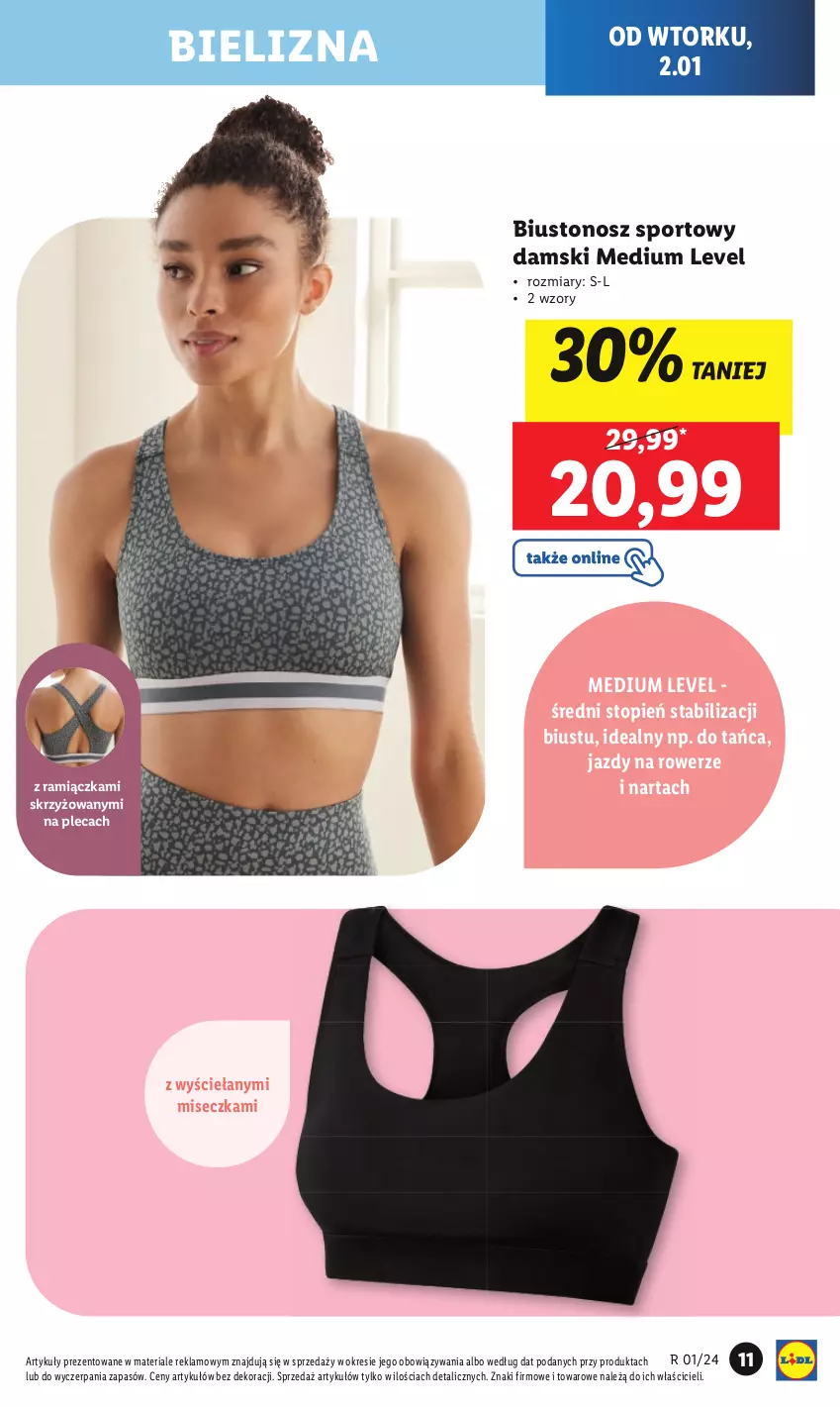 Gazetka promocyjna Lidl - GAZETKA - ważna 02.01 do 05.01.2024 - strona 13 - produkty: Bielizna, Biustonosz, Miseczka, Por, Rower, Sport, Top