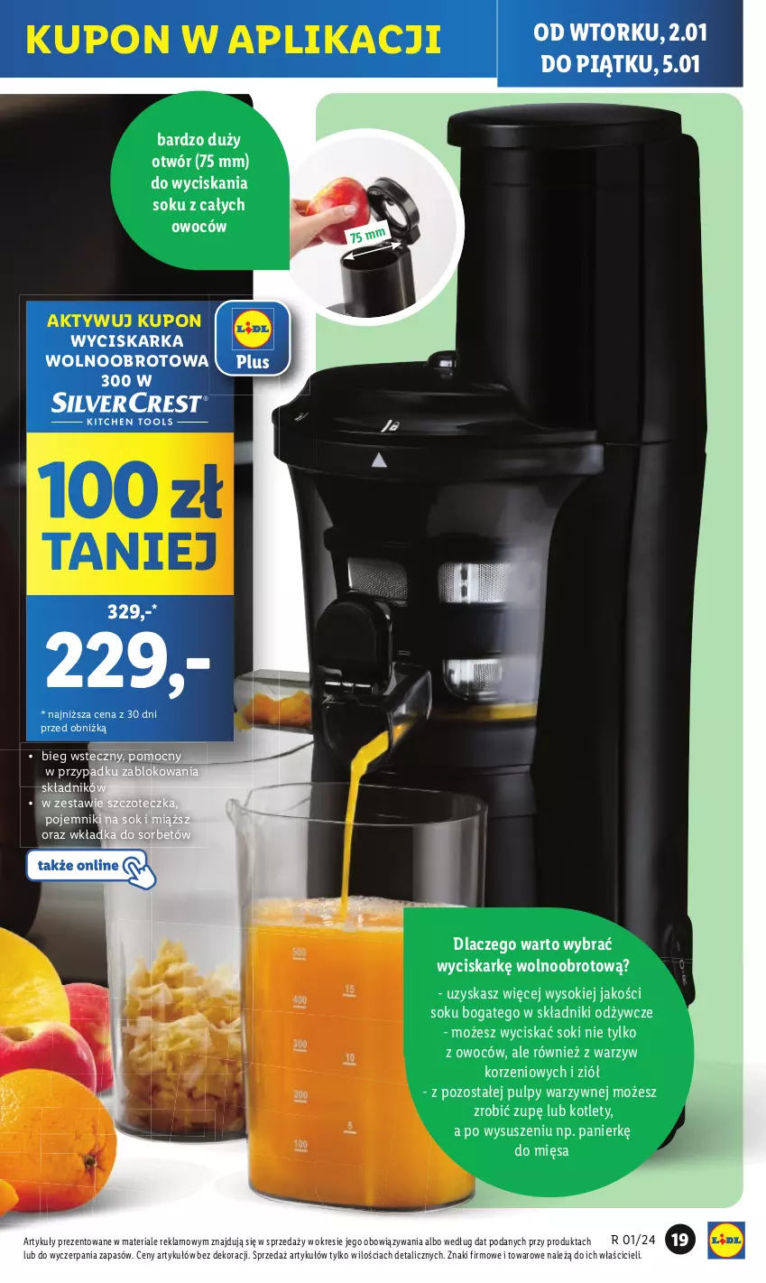 Gazetka promocyjna Lidl - GAZETKA - ważna 02.01 do 05.01.2024 - strona 21 - produkty: Kotlet, Pojemnik, Sok, Szczoteczka, Wyciskarka, Wyciskarka wolnoobrotowa