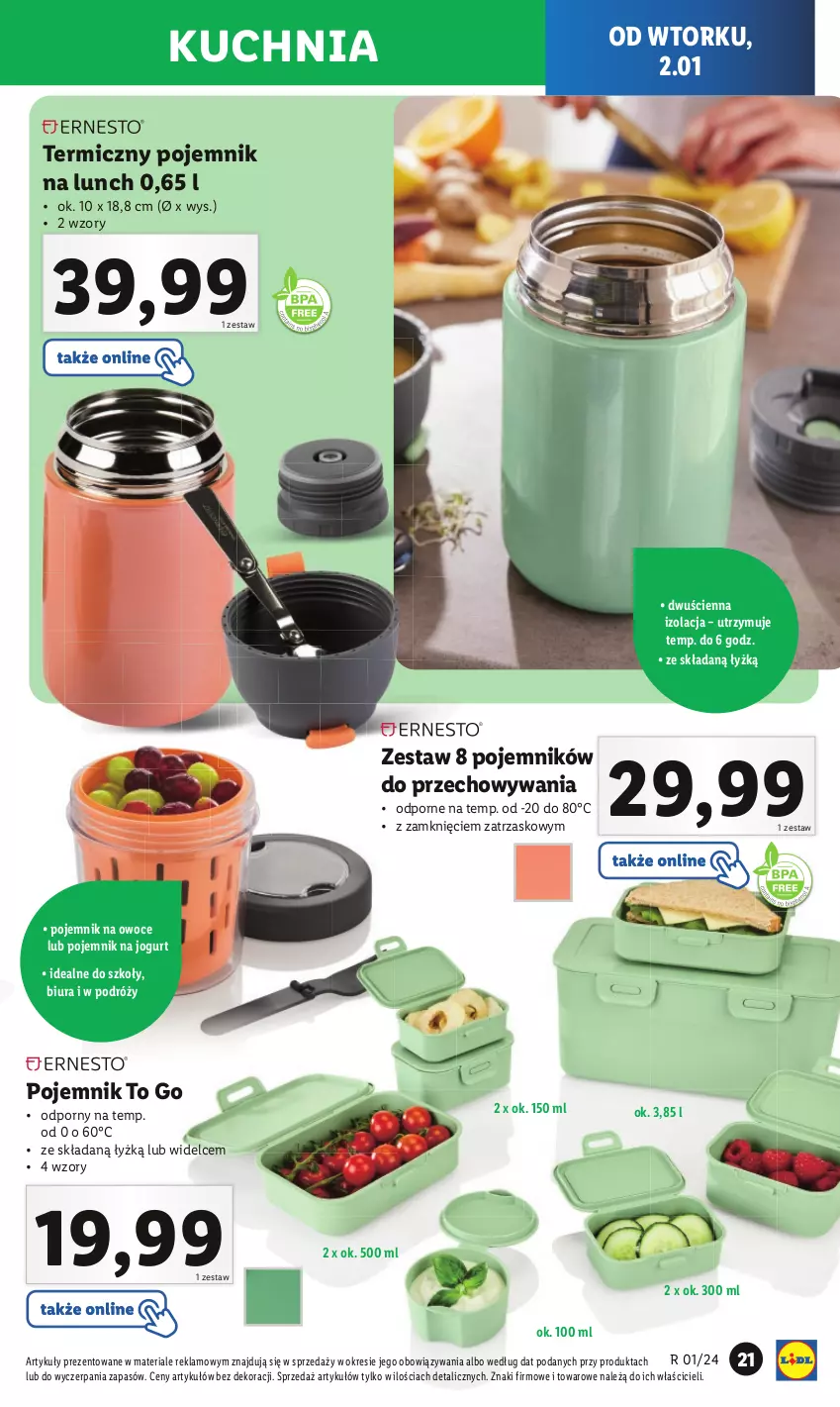 Gazetka promocyjna Lidl - GAZETKA - ważna 02.01 do 05.01.2024 - strona 23 - produkty: Jogurt, Kuchnia, Owoce, Pojemnik, Pojemnik na lunch, Por