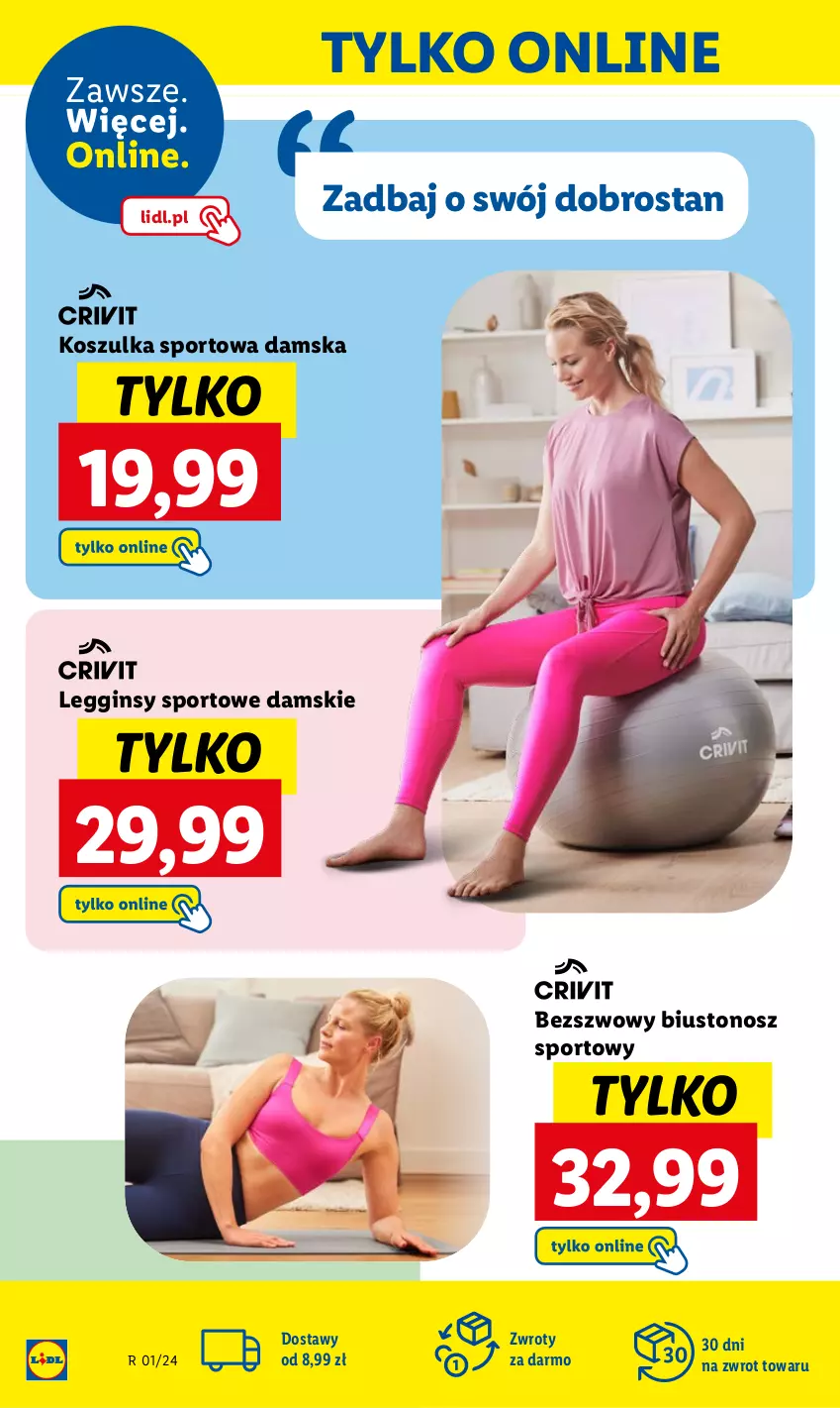 Gazetka promocyjna Lidl - GAZETKA - ważna 02.01 do 05.01.2024 - strona 24 - produkty: Biustonosz, Gin, Kosz, Koszulka, Koszulka sportowa, Legginsy, Por, Sport