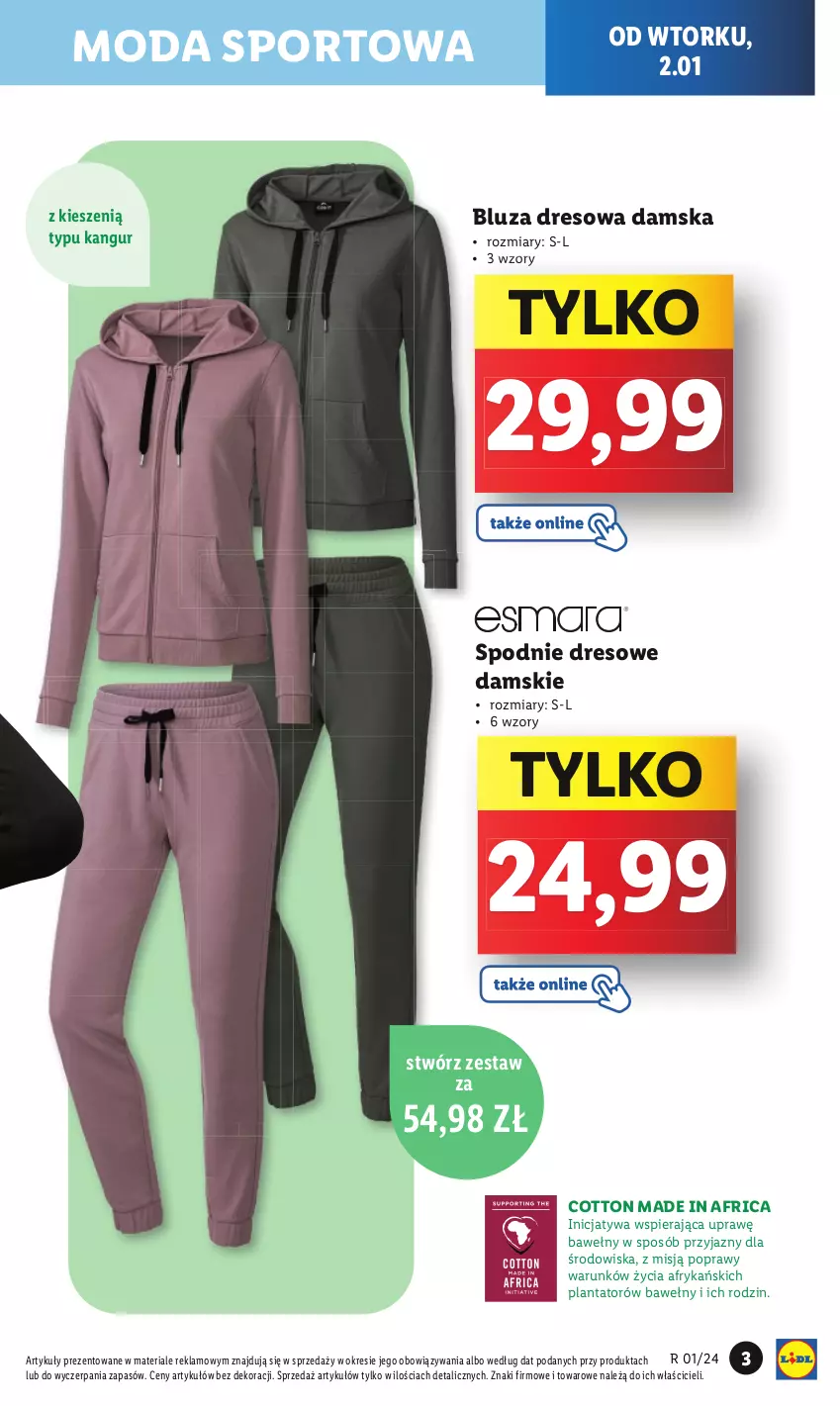 Gazetka promocyjna Lidl - GAZETKA - ważna 02.01 do 05.01.2024 - strona 5 - produkty: Bluza, Bluza dresowa, Dres, Moda, Por, Spodnie, Spodnie dresowe, Sport