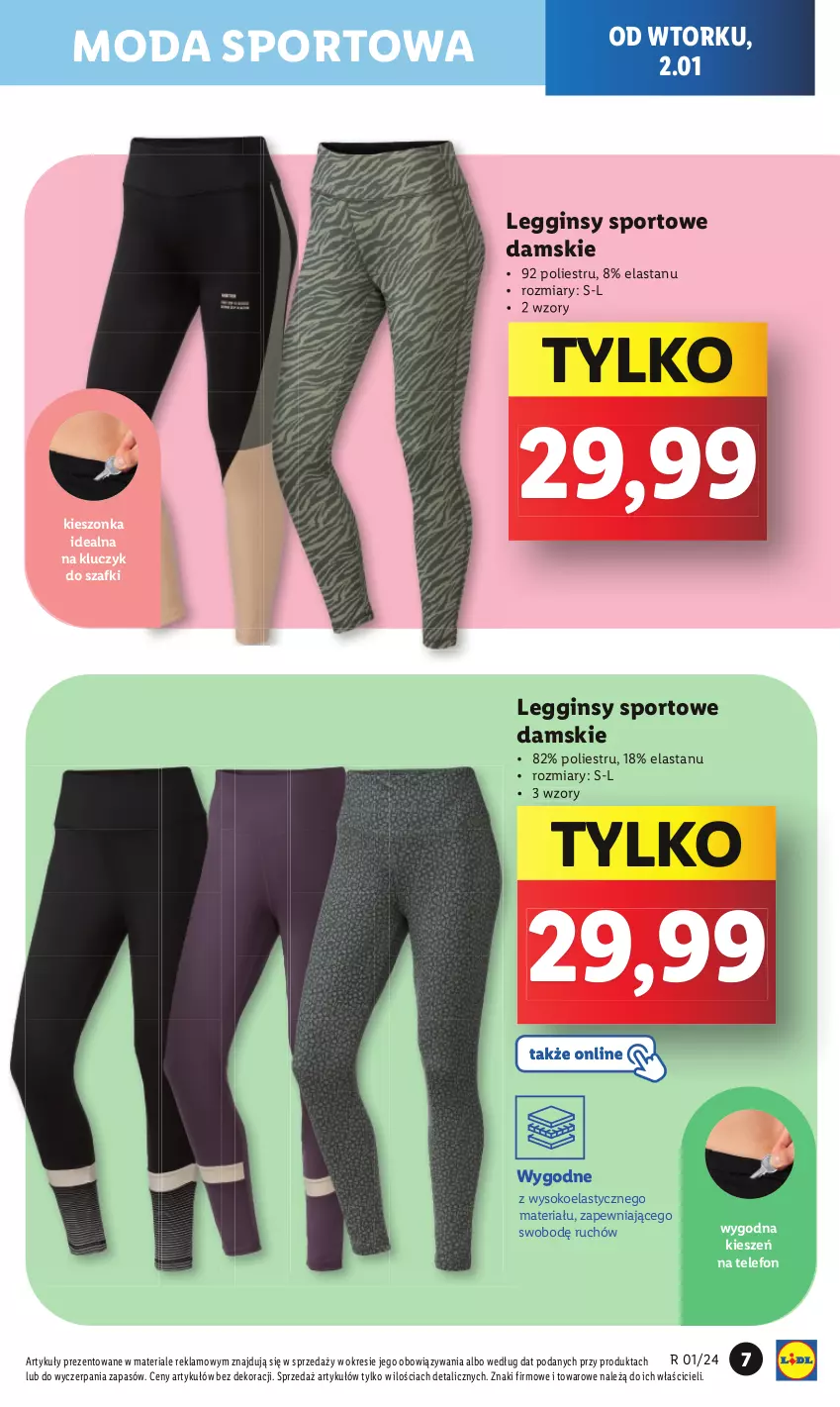 Gazetka promocyjna Lidl - GAZETKA - ważna 02.01 do 05.01.2024 - strona 9 - produkty: Gin, Legginsy, Moda, Por, Sok, Sport, Telefon