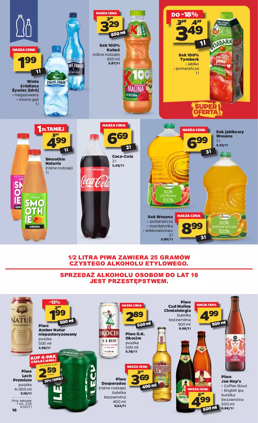 Gazetka promocyjna Netto - Oferta tygodnia - ważna 08.02 do 13.02.2021 - strona 16 - produkty: Coca-Cola, Desperados, Gra, Koc, Kubuś, LANA, Lech Premium, Okocim, Piwa, Piwo, Smoothie, Sok, Sok jabłkowy, Tymbark, Woda, Wosana