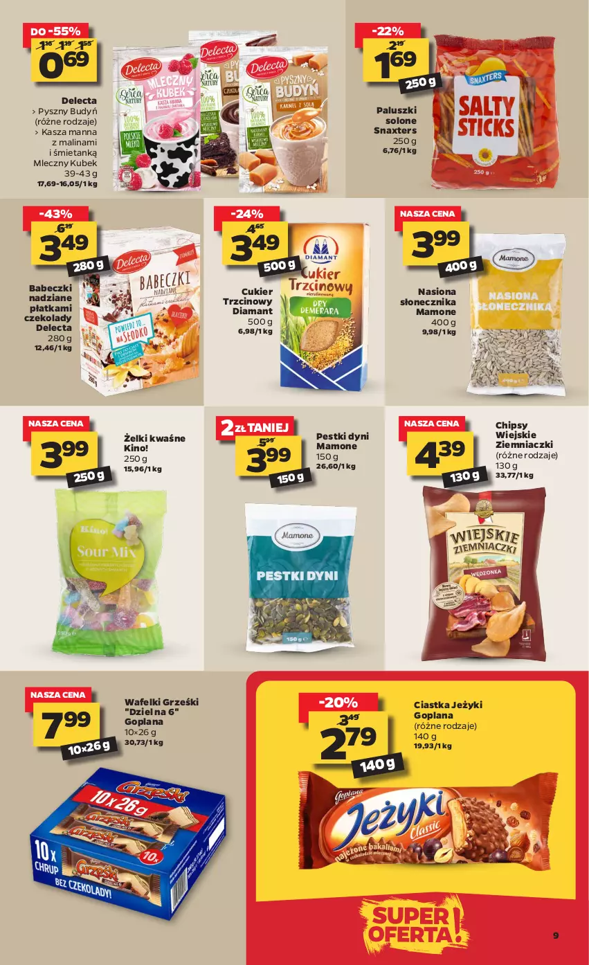 Gazetka promocyjna Netto - Oferta tygodnia - ważna 08.02 do 13.02.2021 - strona 9 - produkty: Babeczki, Budyń, Chipsy, Ciastka, Cukier, Cukier trzcinowy, Delecta, Diamant, Goplana, Grześki, Jeżyki, Kasza, Kubek, LANA, Pestki dyni