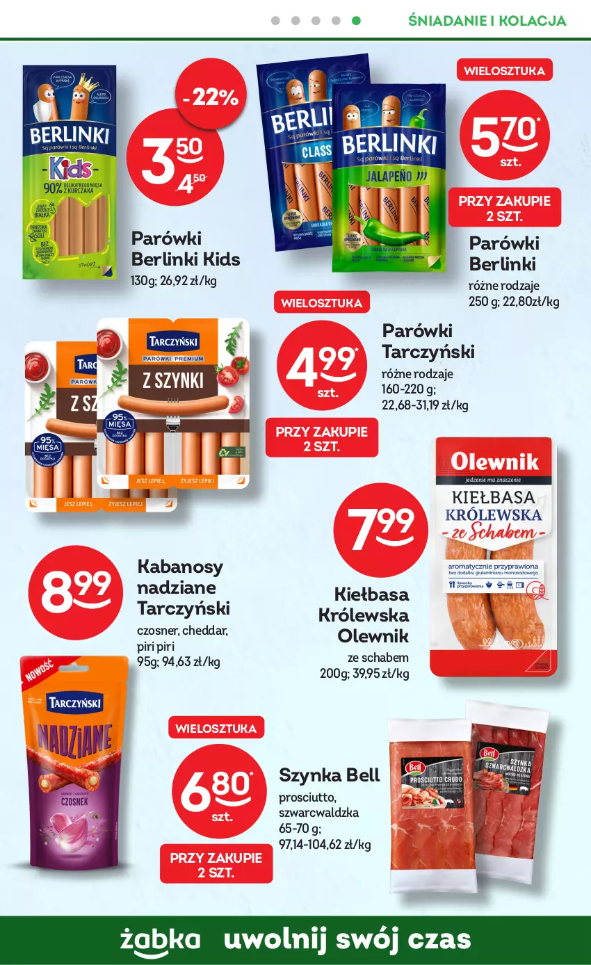 Gazetka promocyjna Żabka - ważna 27.09 do 10.10.2023 - strona 36 - produkty: Bell, Berlinki, Cheddar, Kabanos, Kiełbasa, Olewnik, Parówki, Prosciutto, Szynka, Tarczyński