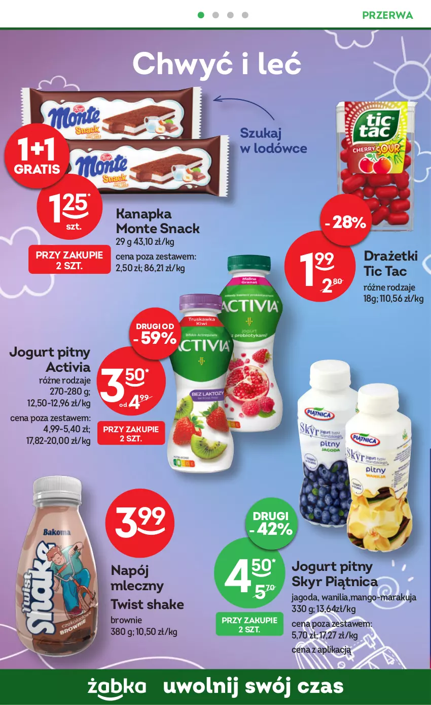 Gazetka promocyjna Żabka - ważna 27.09 do 10.10.2023 - strona 38 - produkty: Activia, Brownie, Gra, Jogurt, Jogurt pitny, Mango, Monte, Napój, Napój mleczny, Piątnica