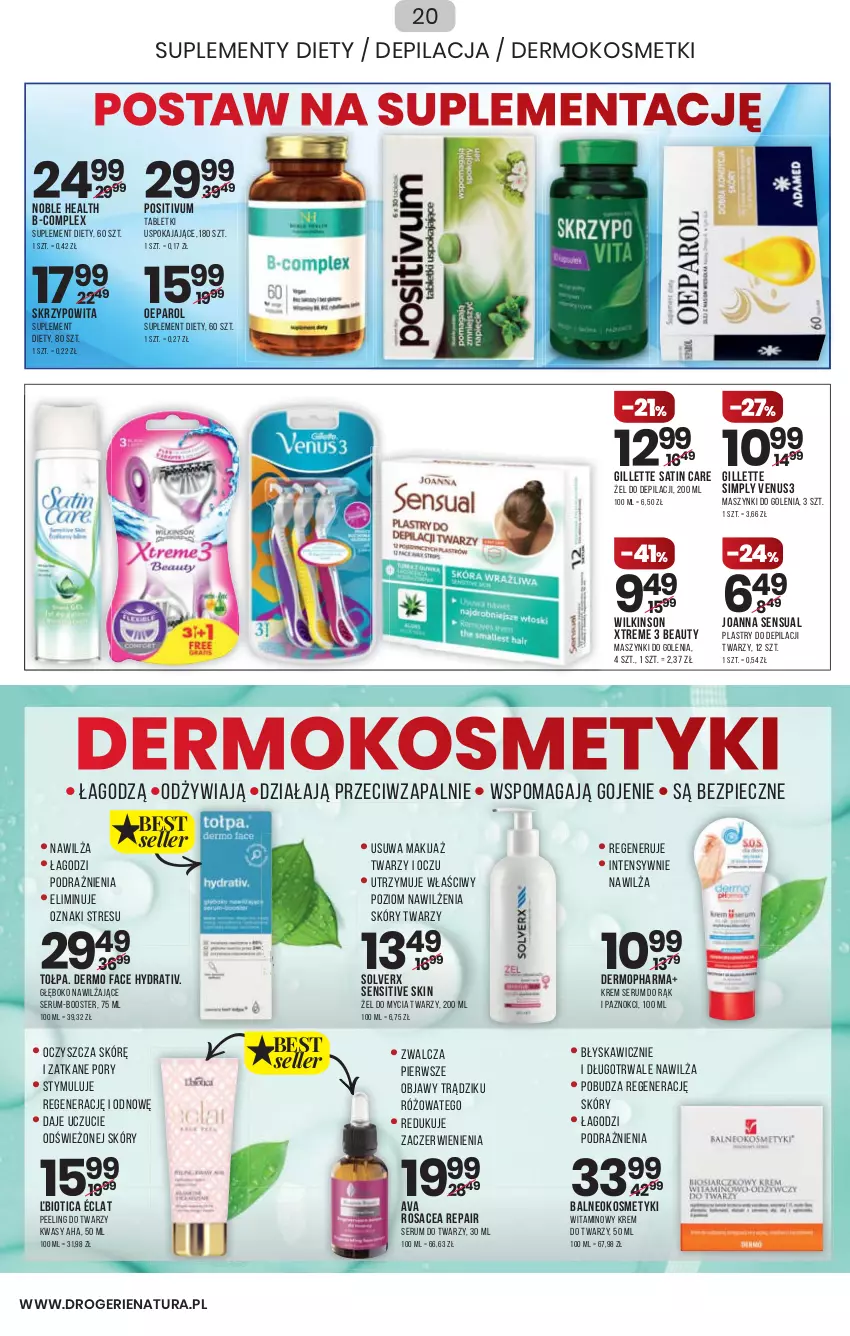 Gazetka promocyjna Drogerie Natura - Gazetka Drogerie Natura - ważna 13.01 do 26.01.2022 - strona 20 - produkty: Booster, Fa, Gillette, Joanna, Krem do twarzy, Makijaż, Mop, Peeling, Piec, Plastry do depilacji, Por, Rum, Sati, Sensual, Ser, Serum, Serum do rąk, Serum do twarzy, Suplement diety, Tablet, Tołpa, Venus