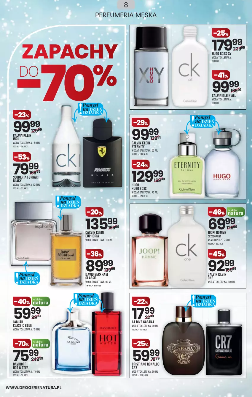 Gazetka promocyjna Drogerie Natura - Gazetka Drogerie Natura - ważna 13.01 do 26.01.2022 - strona 8 - produkty: Calvin Klein, David Beckham, Davidoff, Dezodorant, Hugo Boss, Jaguar, JOOP!, La Rive, Lack, Woda, Woda toaletowa