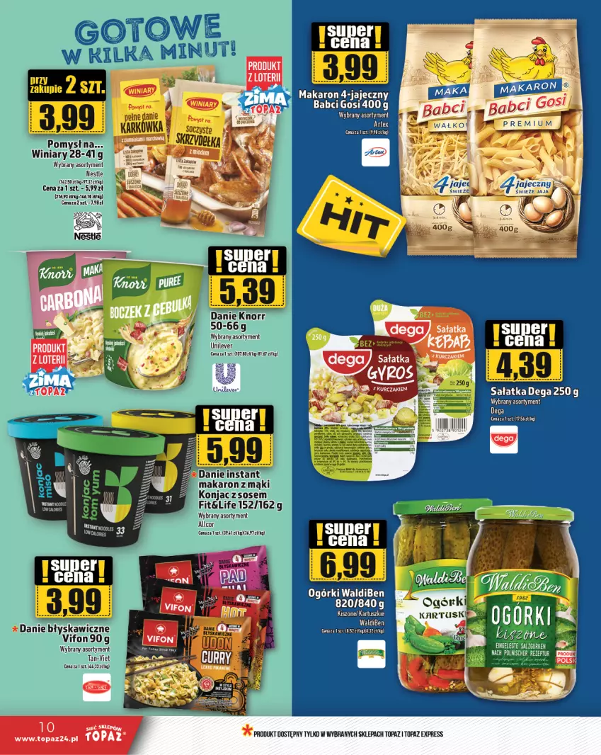 Gazetka promocyjna Topaz - Gazetka - ważna 09.01 do 15.01.2025 - strona 10 - produkty: Knorr, LG, Makaron, Opony, Por, Sos, Top, Winiary