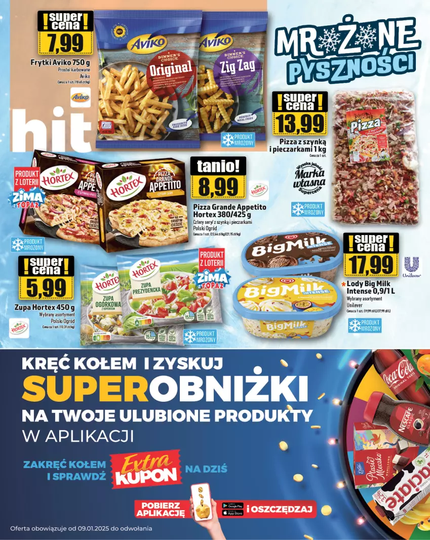 Gazetka promocyjna Topaz - Gazetka - ważna 09.01 do 15.01.2025 - strona 13 - produkty: Big Milk, Gra, Hortex, Lody, Ogród, Piec, Pieczarka, Pizza, Ser, Zupa