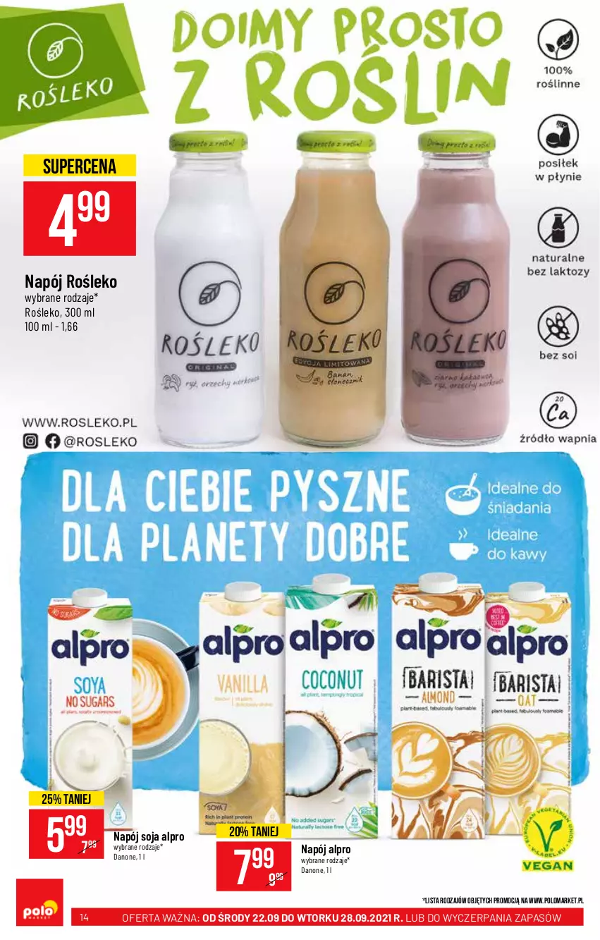 Gazetka promocyjna PoloMarket - Gazetka pomocyjna - ważna 22.09 do 28.09.2021 - strona 14 - produkty: Alpro, Danone, Napój