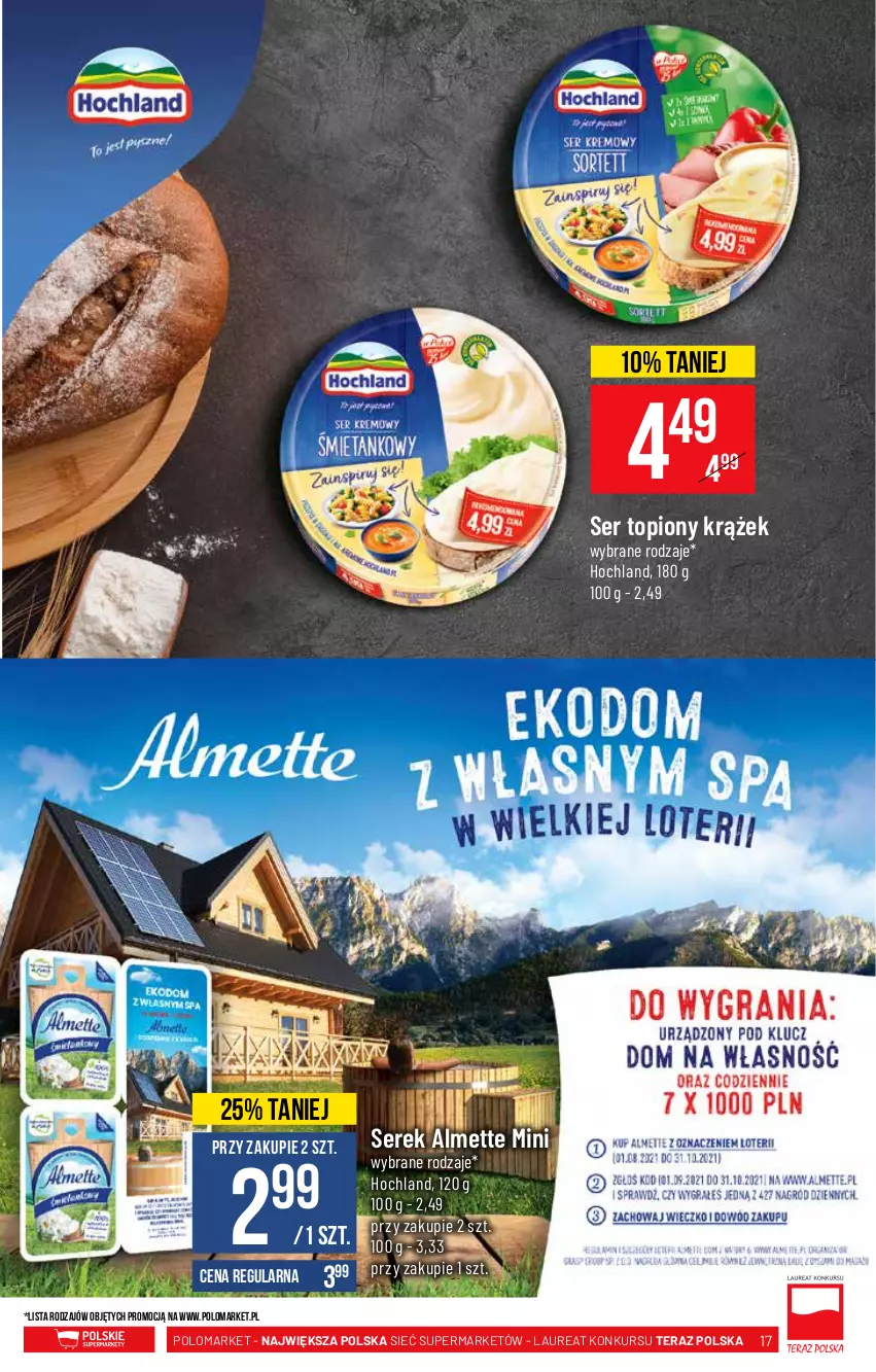 Gazetka promocyjna PoloMarket - Gazetka pomocyjna - ważna 22.09 do 28.09.2021 - strona 17 - produkty: Almette, Hochland, Laur, Ser, Ser topiony, Serek, Tera, Top