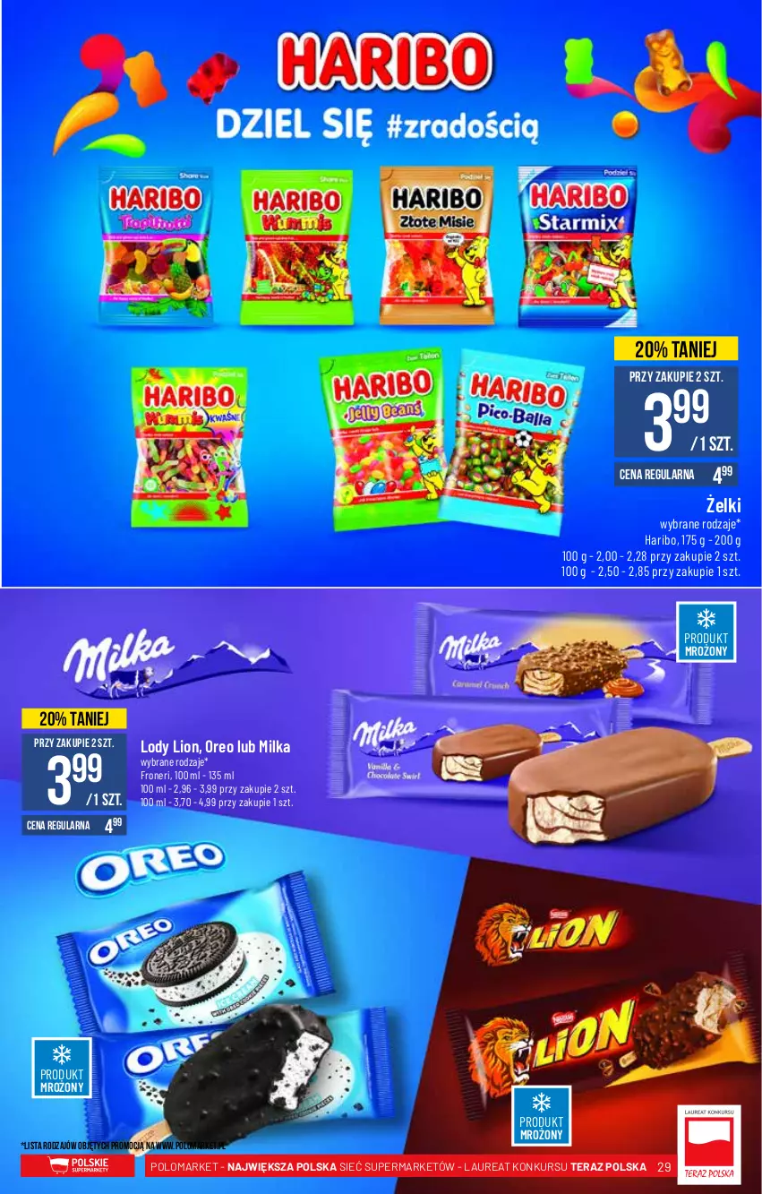 Gazetka promocyjna PoloMarket - Gazetka pomocyjna - ważna 22.09 do 28.09.2021 - strona 29 - produkty: Haribo, Laur, Lion, Lody, Milka, Oreo, Tera