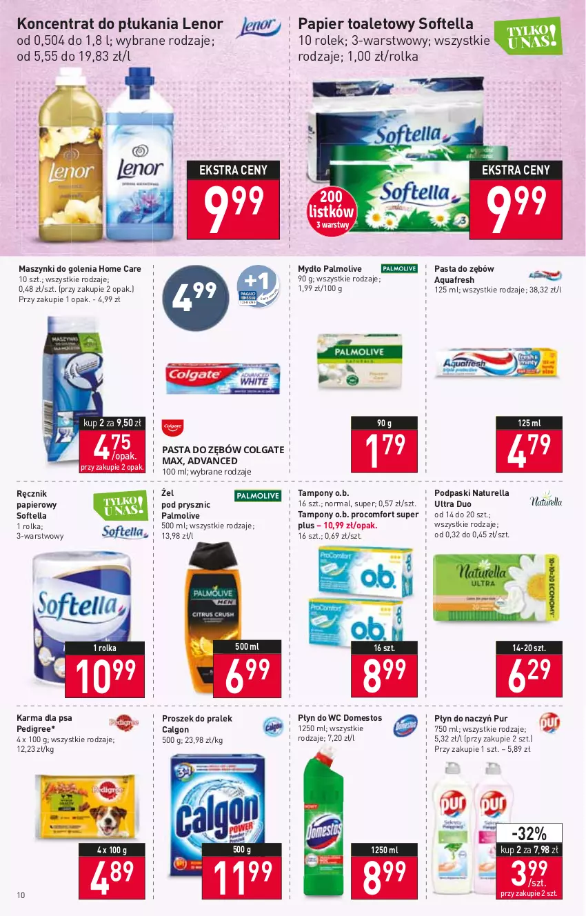 Gazetka promocyjna Stokrotka - Market - ważna 13.01 do 19.01.2022 - strona 10 - produkty: Aquafresh, Calgon, Domestos, Lenor, LG, Mydło, Naturell, Naturella, O.B., Palmolive, Papier, Papier toaletowy, Pasta do zębów, Pedigree, Płyn do wc, Podpaski, Pur, Ręcznik, Tampony