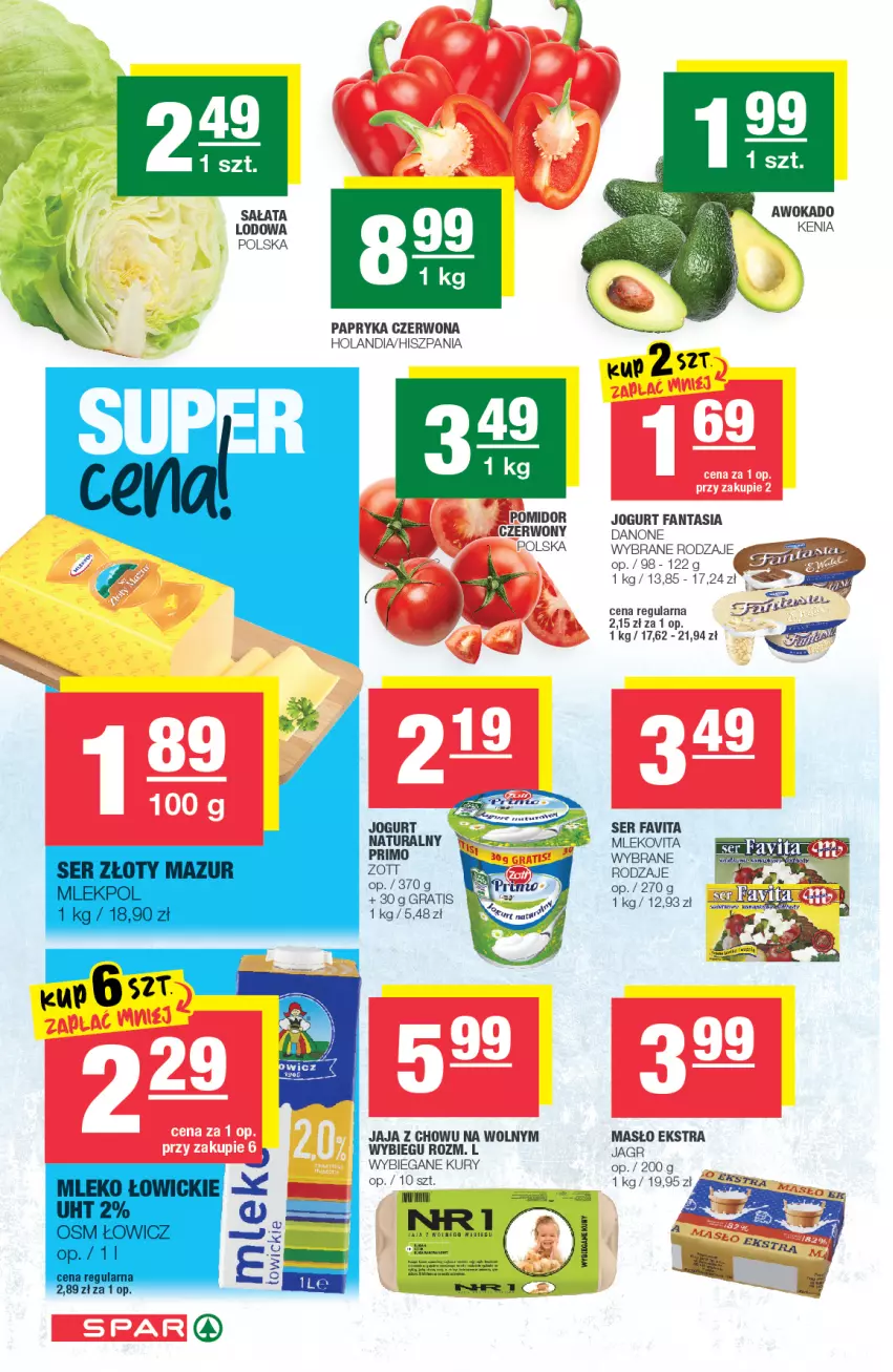 Gazetka promocyjna Spar - Eurospar - ważna 30.06 do 06.07.2021 - strona 2 - produkty: Danone, Fa, Fanta, Favita, Gra, Jagr, Jaja, Jogurt, Masło, Mleko, Mlekovita, Papryka, Papryka czerwona, Sałat, Ser