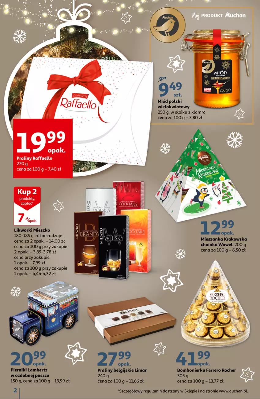 Gazetka promocyjna Auchan - Magiczne prezenty Hipermarkety - ważna 09.12 do 15.12.2021 - strona 2 - produkty: Choinka, Fa, Ferrero, Ferrero Rocher, Inka, LG, Miód, Piernik, Praliny, Wawel