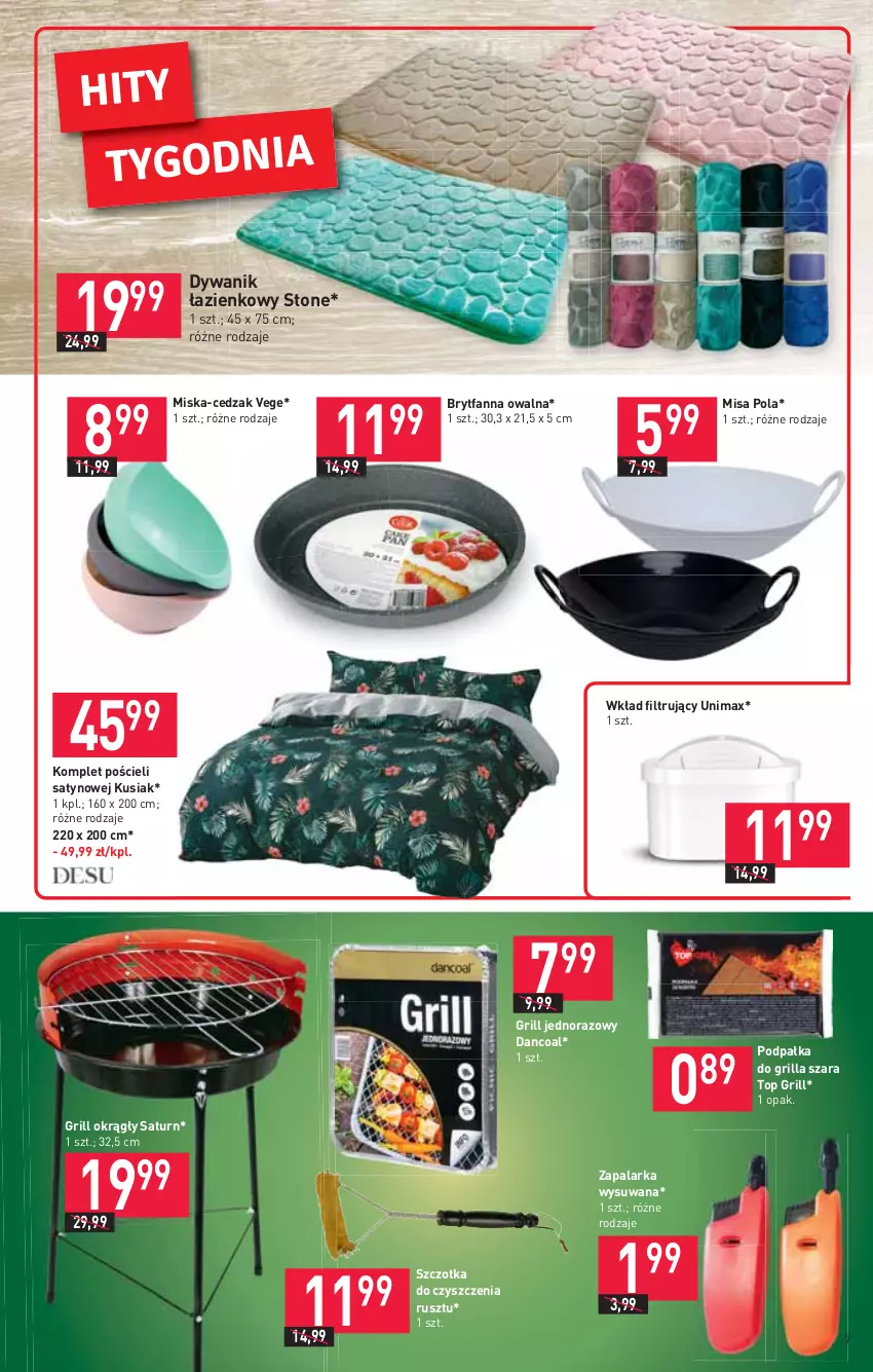 Gazetka promocyjna Stokrotka - Market - ważna 24.06 do 30.06.2021 - strona 7 - produkty: Cedzak, Dywan, Dywanik, Dywanik łazienkowy, Fa, Grill, Komplet pościeli, Miska, Pościel, Szczotka, Top, Wkład filtrujący, Zapalarka