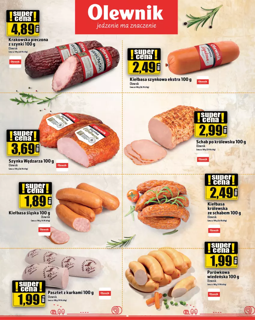 Gazetka promocyjna Topaz - Gazetka - ważna 18.04 do 24.04.2024 - strona 12 - produkty: Kiełbasa, Kiełbasa śląska, Kiełbasa szynkowa, Olewnik, Pasztet, Piec, Szynka