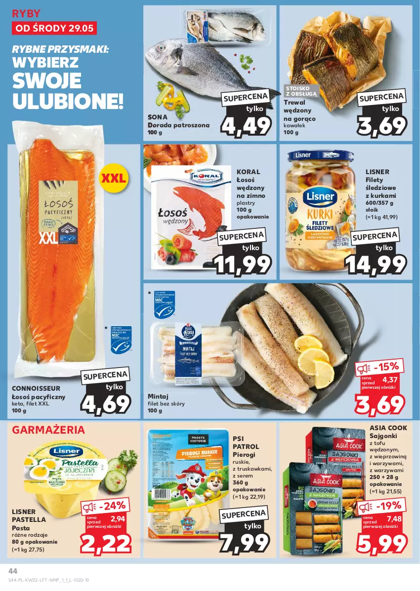 Gazetka promocyjna Kaufland - Gazetka tygodnia - ważna 29.05 do 05.06.2024 - strona 44 - produkty: Kawa, Lisner, Mintaj, Pastella, Pierogi, Przysmaki, Psi Patrol, Sajgonki, Ser, Tofu, Wałek, Warzywa