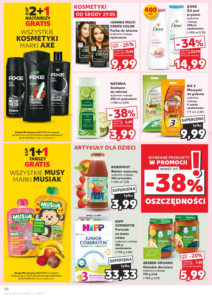 Gazetka promocyjna Kaufland - Gazetka tygodnia - ważna 29.05 do 05.06.2024 - strona 56 - produkty: BIC, Bobofrut, Dove, Dzieci, Fa, Farba do włosów, Gerber, Gra, HiPP, Joanna, Mus, Nektar, Szampon, Waga