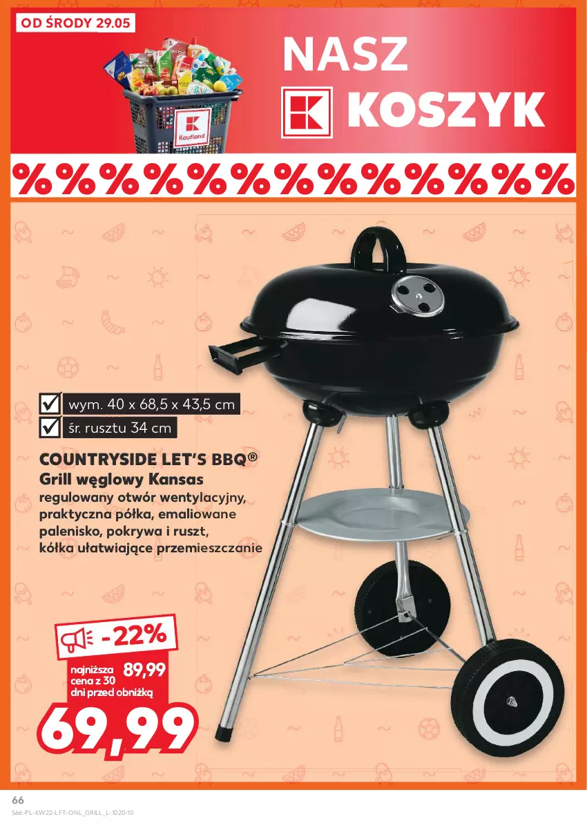 Gazetka promocyjna Kaufland - Gazetka tygodnia - ważna 29.05 do 05.06.2024 - strona 66 - produkty: Grill, Kosz, Palenisko, Pokrywa, Półka