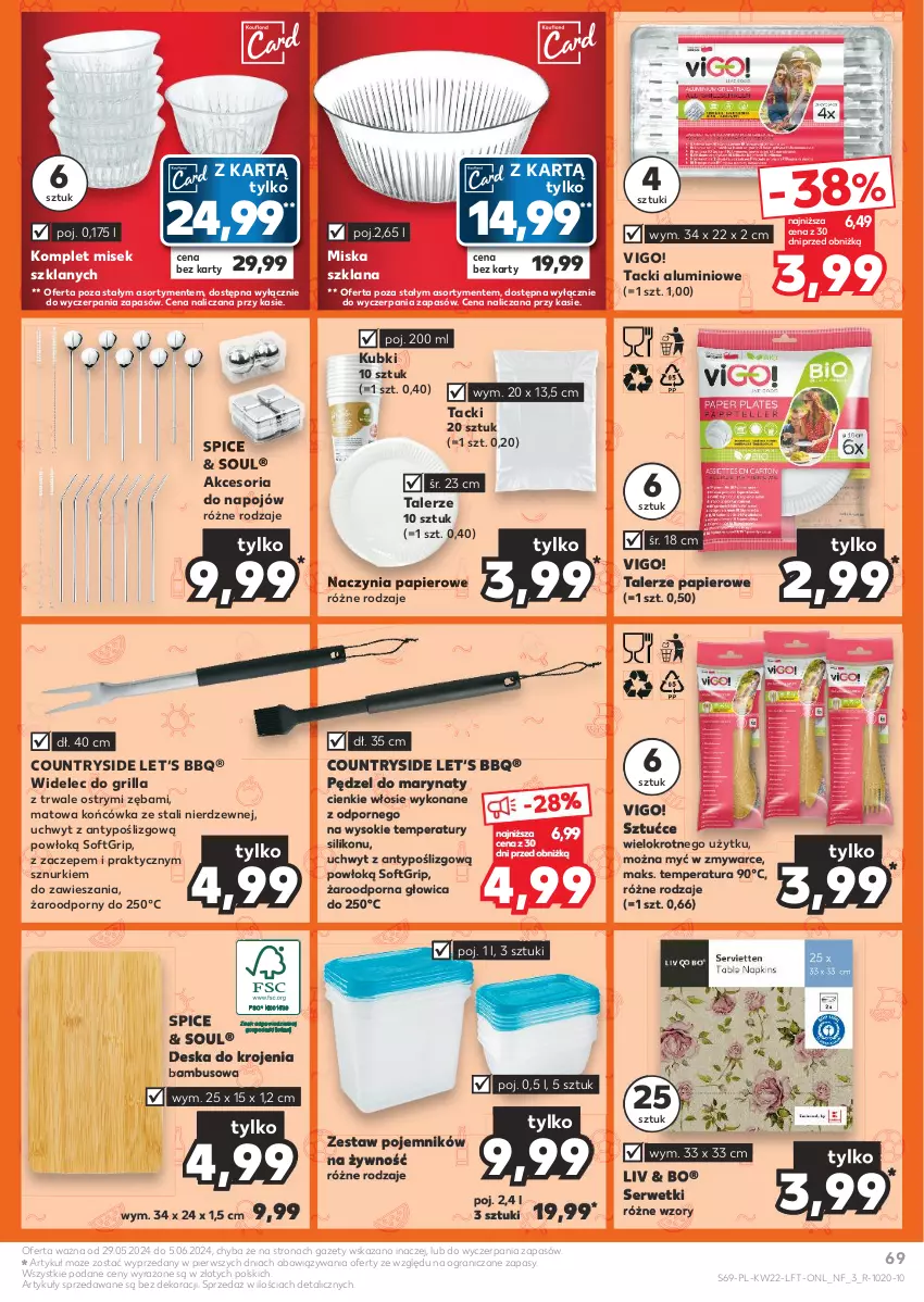 Gazetka promocyjna Kaufland - Gazetka tygodnia - ważna 29.05 do 05.06.2024 - strona 69 - produkty: Deska do krojenia, Gra, Grill, LANA, Miska, Papier, Pojemnik, Por, Ser, Serwetki, Sok, Talerz, Widelec