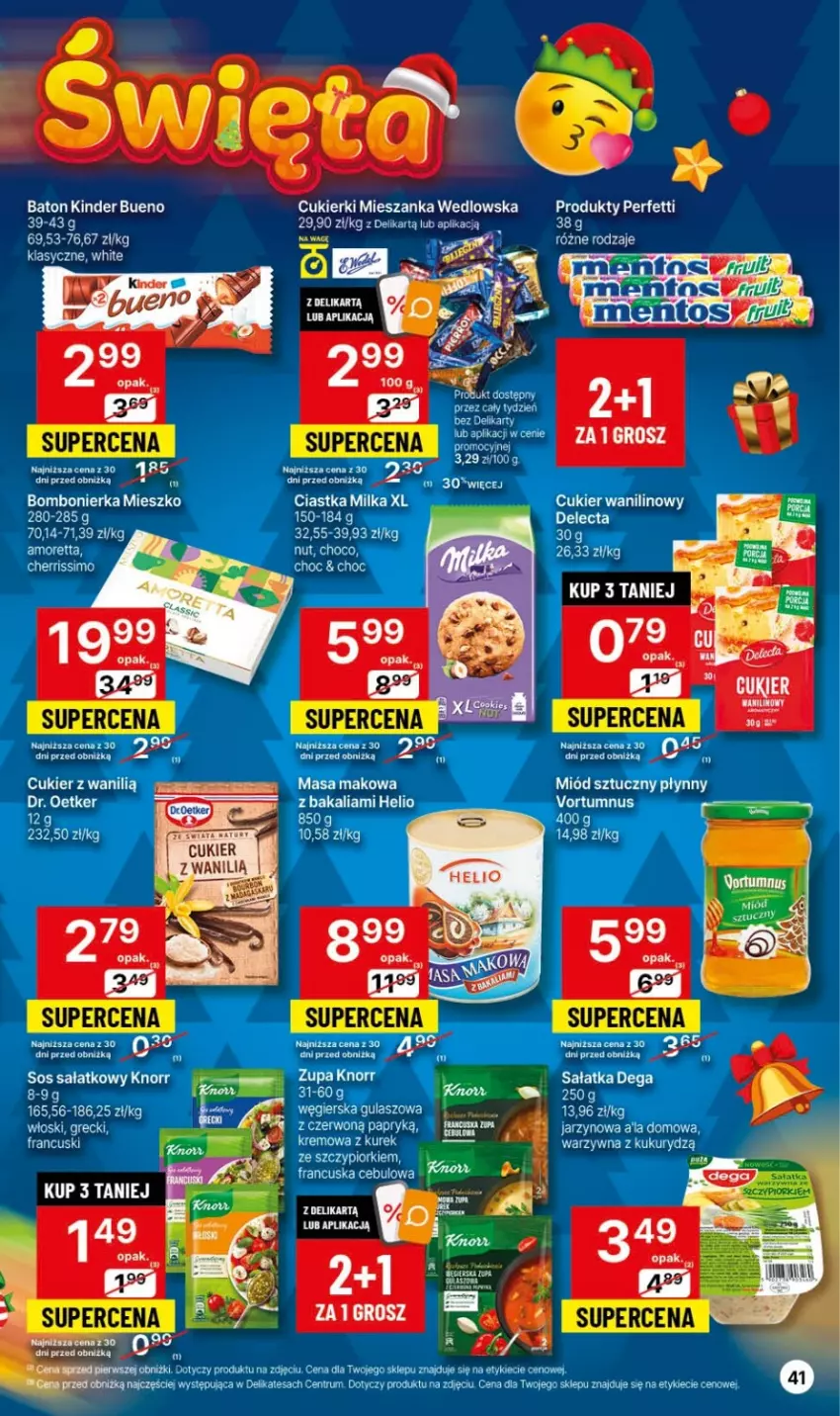 Gazetka promocyjna Delikatesy Centrum - Dyskontowe ceny w Delikatesach Centrum - ważna 09.11 do 15.11.2023 - strona 41 - produkty: Cukier, Cukierki, Dr. Oetker, Helio, Knorr, Mieszanka wedlowska, Rum, Sałat, Sos