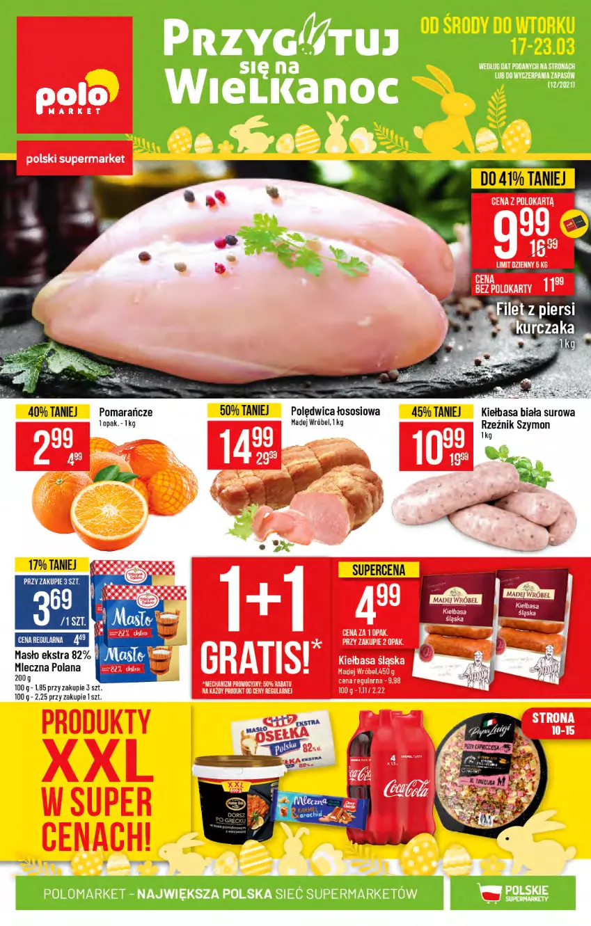 Gazetka promocyjna PoloMarket - Gazetka promocyjna  r - ważna 17.03 do 23.03.2021 - strona 1 - produkty: Kiełbasa, Kiełbasa biała, LANA, LG, Madej Wróbel, Masło, Polędwica, Pomarańcze, Sos