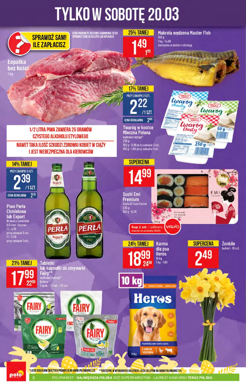 Gazetka promocyjna PoloMarket - Gazetka promocyjna  r - ważna 17.03 do 23.03.2021 - strona 6 - produkty: Bukiet, Fa, Gra, LANA, Piec, Piwa, Por, Sushi, Twaróg