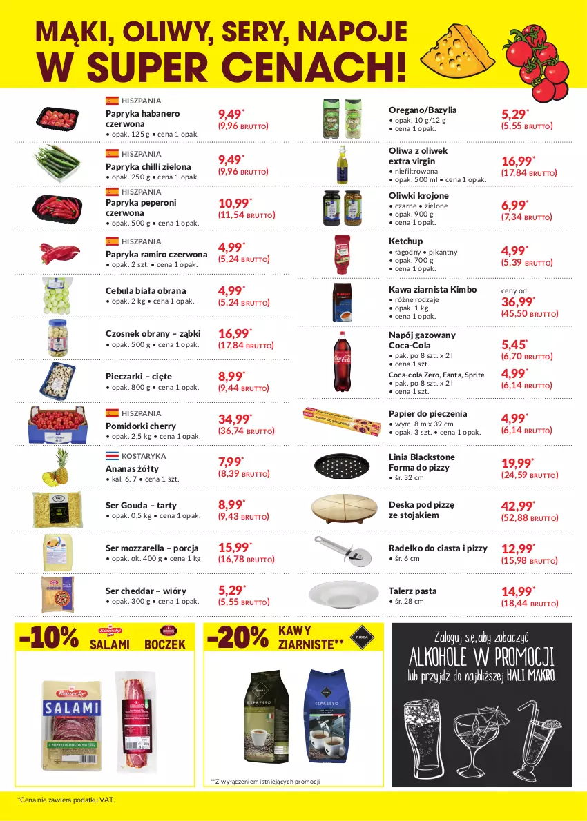 Gazetka promocyjna Makro - [Oferta specjalna] Pizza Weeks - ważna 26.01 do 09.02.2021 - strona 2 - produkty: Ananas, Bazyl, Bazylia, Boczek, Cebula, Cebula biała, Cheddar, Coca-Cola, Czosnek, Fa, Fanta, Gin, Gouda, Kawa, Kawa ziarnista, Ketchup, Lack, Mozzarella, Napój, Napój gazowany, Napoje, Oliwa z oliwek, Oliwki, Papier, Papier do pieczenia, Papryka, Piec, Pomidorki, Por, Salami, Ser, Sprite, Stojak, Talerz