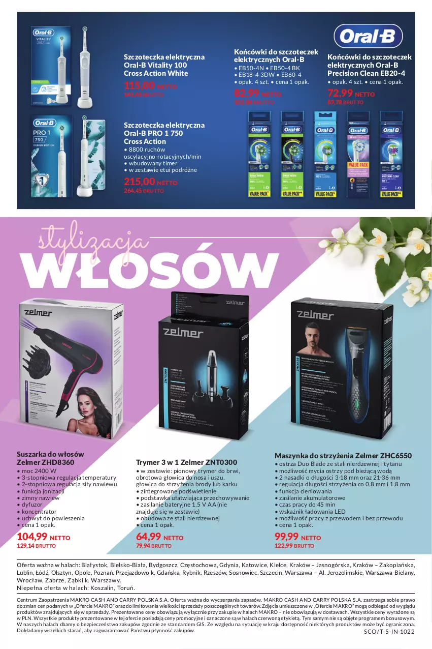 Gazetka promocyjna Makro - [Oferta specjalna] Sekrety urody - ważna 04.05 do 16.05.2022 - strona 14 - produkty: Akumulator, Gra, Kosz, Maszynka, Piec, Rum, Silan, Sos, Suszarka, Szal, Szczoteczka, Szynka, Top, Tytan, Zelmer