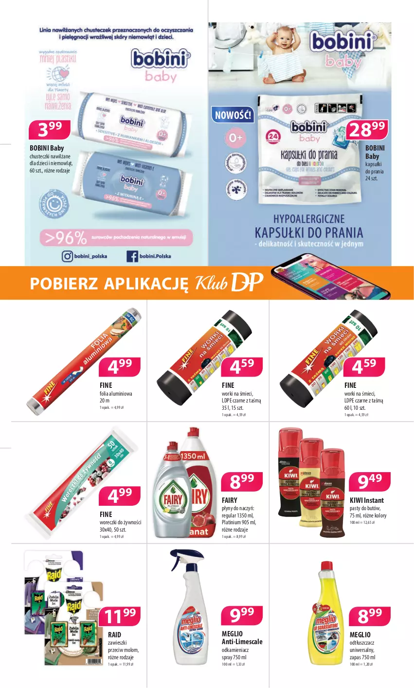 Gazetka promocyjna Drogerie Polskie - Gazetka - ważna 08.10 do 31.10.2021 - strona 7 - produkty: Chusteczki, Dzieci, Fa, Fairy, Folia aluminiowa, Kapsułki do prania, Kiwi, Odkamieniacz, Odtłuszczacz, Worki na śmiec, Worki na śmieci, Zawieszki