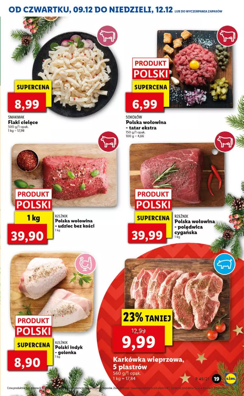 Gazetka promocyjna Lidl - GAZETKA OD 09.12 DO 12.12 - ważna 09.12 do 12.12.2021 - strona 19 - produkty: Flaki, Polędwica, Sok, Sokołów, Wołowina