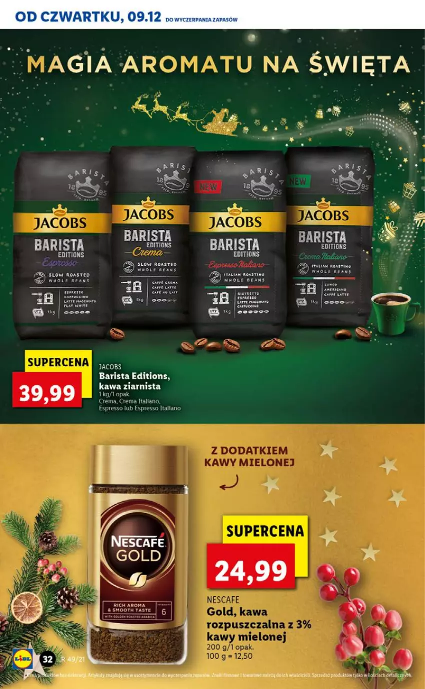 Gazetka promocyjna Lidl - GAZETKA OD 09.12 DO 12.12 - ważna 09.12 do 12.12.2021 - strona 32 - produkty: Fa, Jacobs, Kawa, Kawa ziarnista