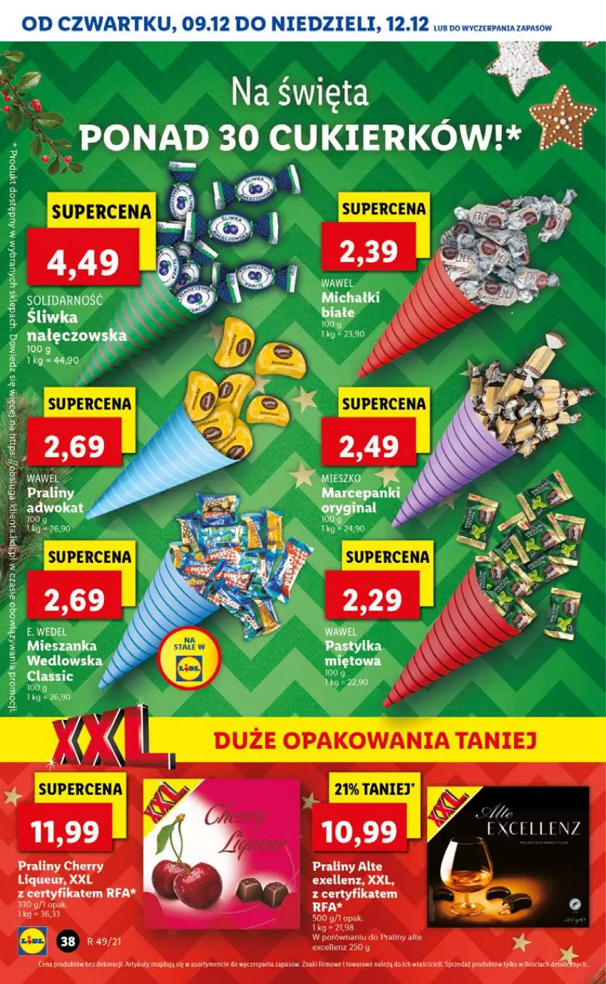 Gazetka promocyjna Lidl - GAZETKA OD 09.12 DO 12.12 - ważna 09.12 do 12.12.2021 - strona 38 - produkty: Cukier, E. Wedel, Fa, Por, Praliny, Wawel