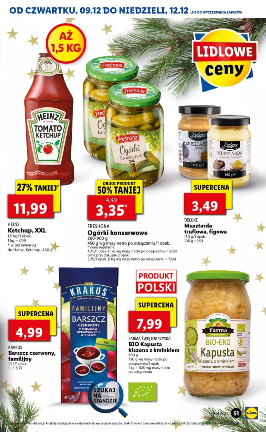 Gazetka promocyjna Lidl - GAZETKA OD 09.12 DO 12.12 - ważna 09.12 do 12.12.2021 - strona 51 - produkty: Fa, Heinz, Ketchup, Krakus, Mus, Musztarda, Por