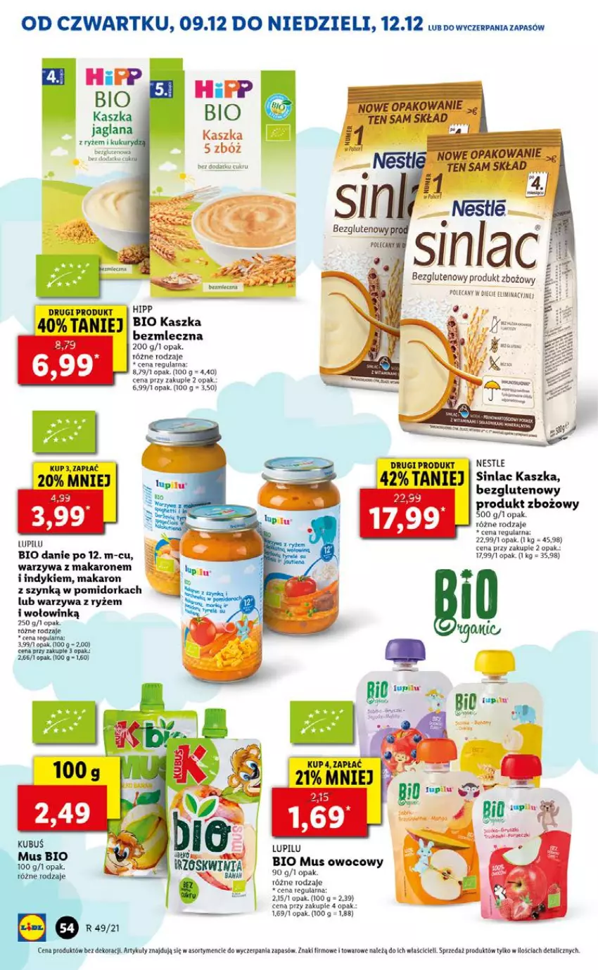 Gazetka promocyjna Lidl - GAZETKA OD 09.12 DO 12.12 - ważna 09.12 do 12.12.2021 - strona 54 - produkty: HiPP, Makaron, Mango, Mus, Orka, Ryż, Warzywa