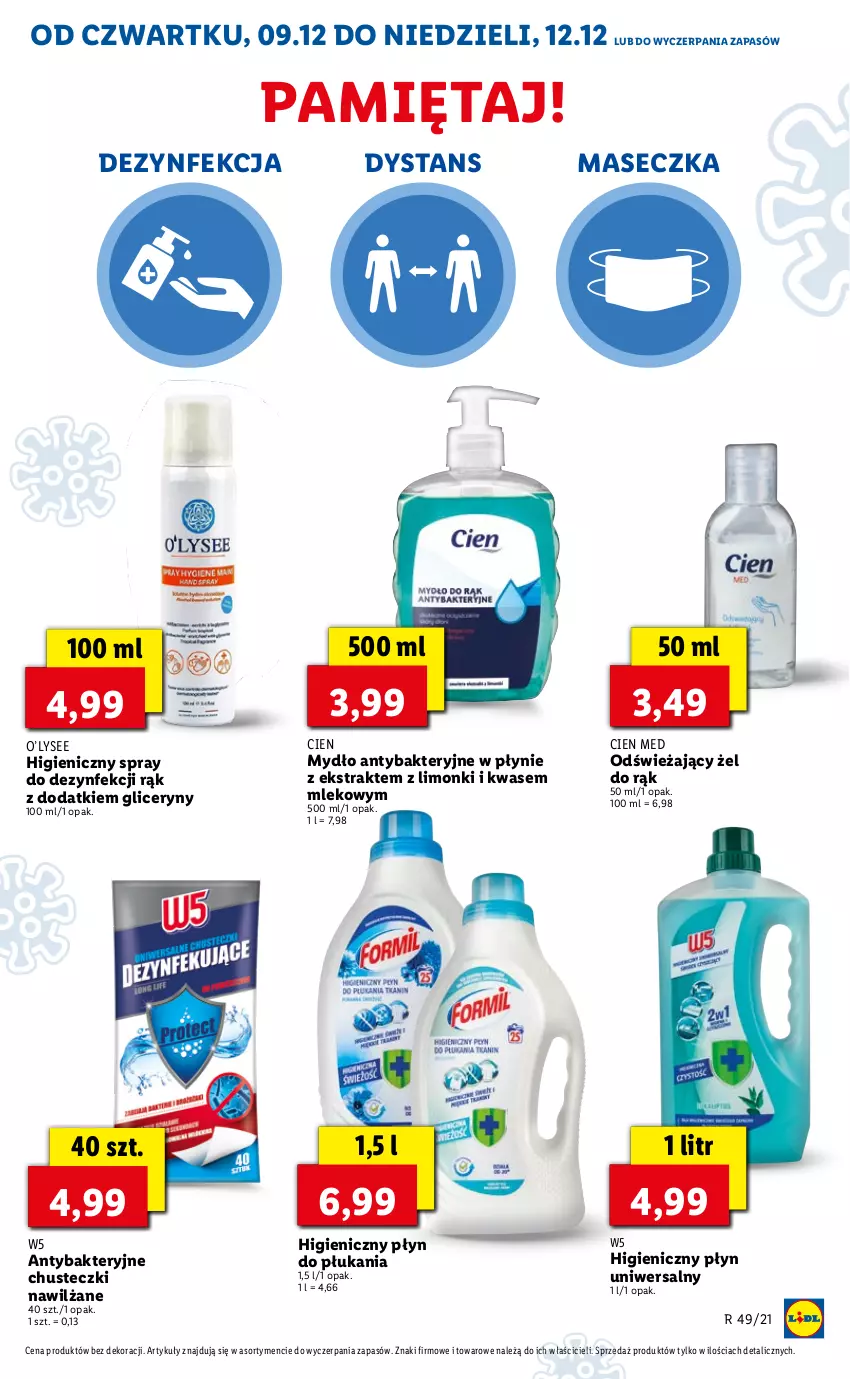 Gazetka promocyjna Lidl - GAZETKA OD 09.12 DO 12.12 - ważna 09.12 do 12.12.2021 - strona 67 - produkty: Chusteczki, Dezynfekcja, Mięta, Mleko, Mydło, Płyn do płukania