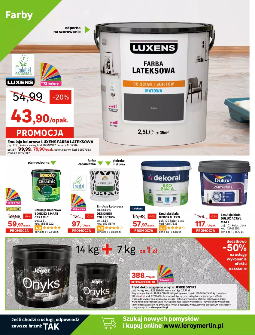 Gazetka promocyjna Leroy Merlin - Gazetka Leroy Merlin - ważna 08.02 do 28.02.2023 - strona 14 - produkty: Beckers, Cif, Dekoral, Dulux, Emulsja, Fa, Farba ceramiczna, Farba lateksowa, Gin, Kokos, LANA, Luxens, Ogród, Osłonka, Palma, Podłoże do roślin, Por, Storczyk