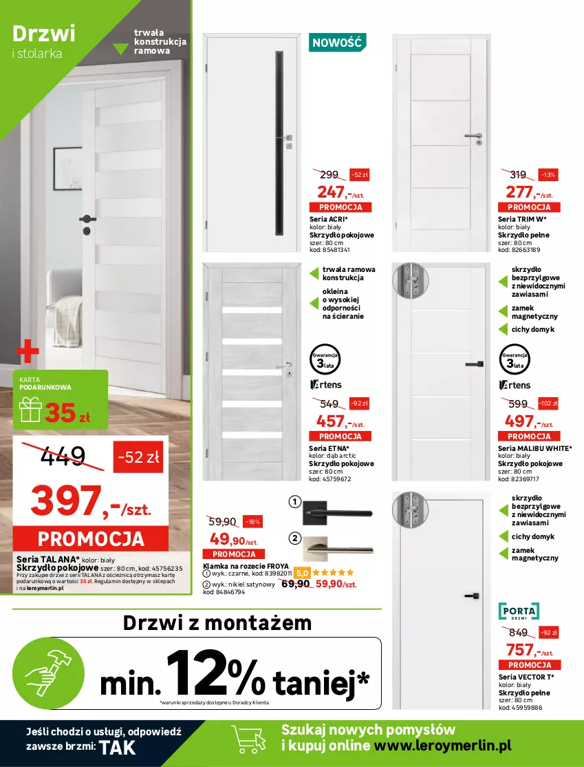 Gazetka promocyjna Leroy Merlin - Gazetka Leroy Merlin - ważna 08.02 do 28.02.2023 - strona 6 - produkty: Drzwi, Drzwi wejściowe, Gra, Helio, Klamka, LANA, LG, Malibu, Por, Ser, Sok