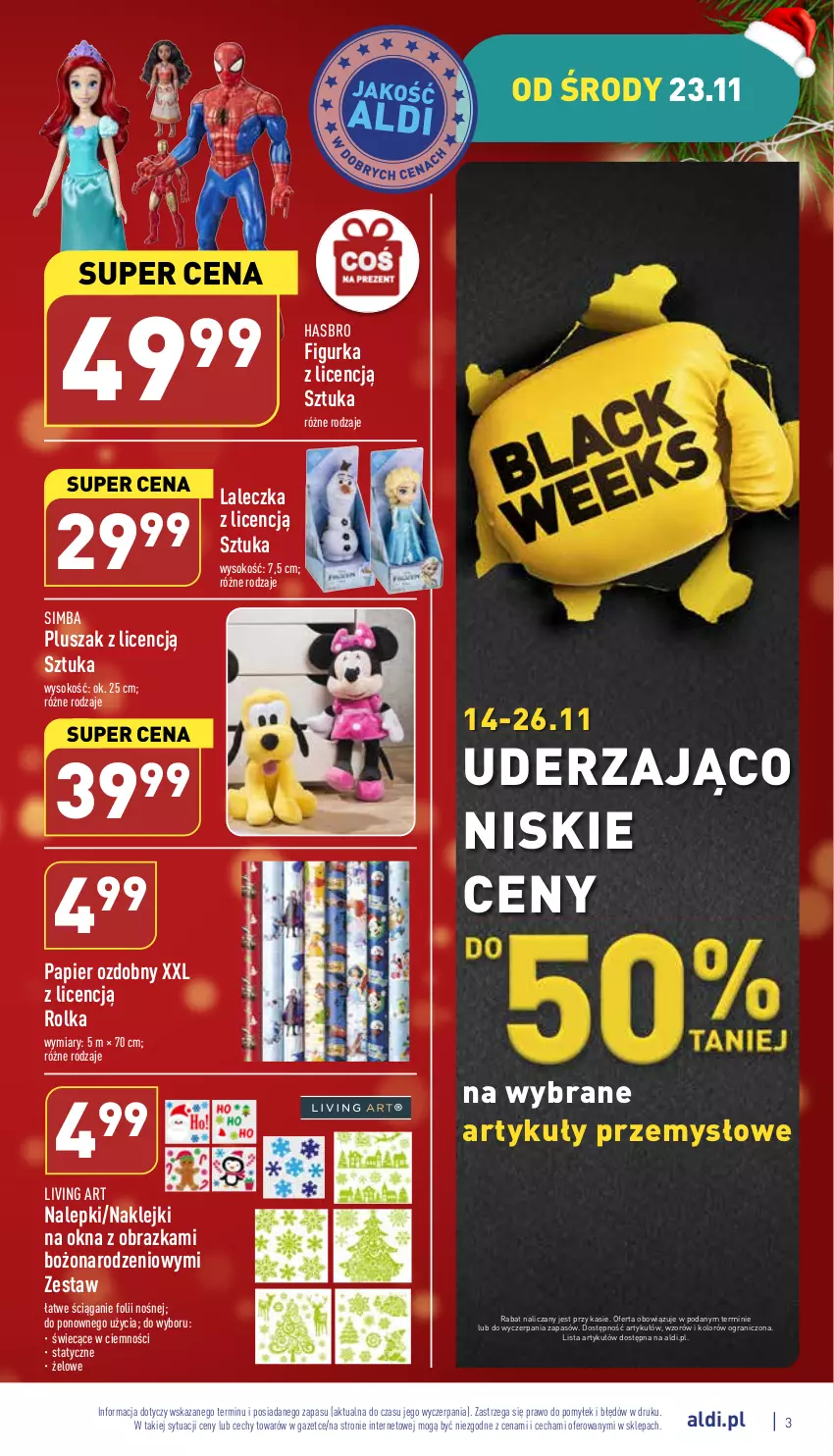 Gazetka promocyjna Aldi - Zaplanuj zakupy wcześniej - ważna 23.11 do 26.11.2022 - strona 3 - produkty: Gra, Hasbro, Klej, Nalepki, Obraz, Papier, Papier ozdobny, Pluszak, Sok