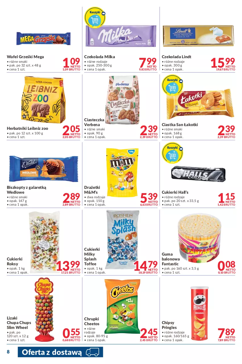 Gazetka promocyjna Makro - [Oferta promocyjna] Dostawy - ważna 17.05 do 30.05.2022 - strona 8 - produkty: Biszkopty, Cheetos, Chipsy, Chrupki, Chupa Chups, Ciastka, Cukier, Cukierki, Czekolada, Fa, Fanta, Gala, Grześki, Herbatniki, Lindt, Lizaki, Milka, Pringles