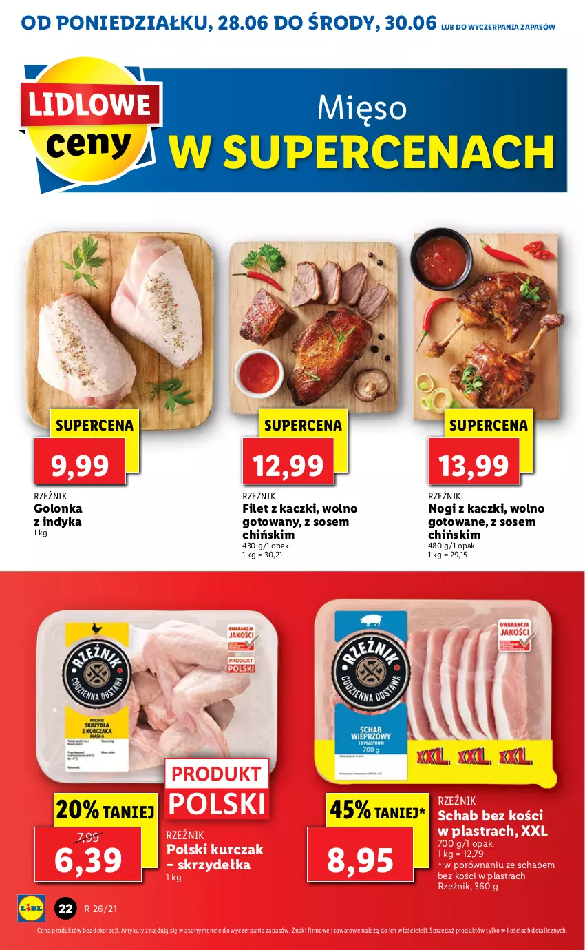 Gazetka promocyjna Lidl - GAZETKA - ważna 28.06 do 30.06.2021 - strona 22 - produkty: Golonka z indyka, Kurczak, Mięso, Por, Schab bez kości, Sos