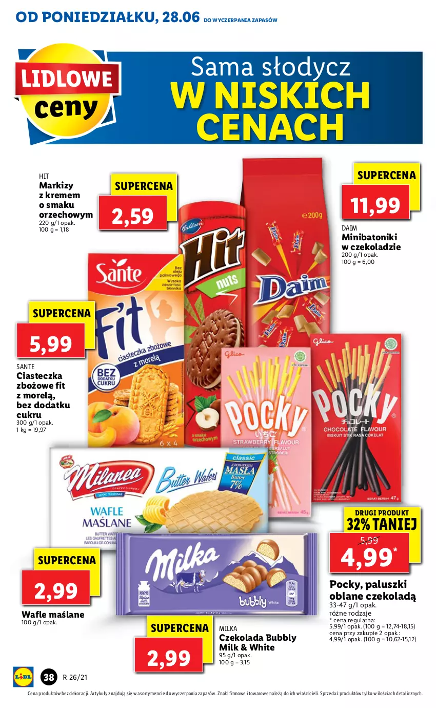 Gazetka promocyjna Lidl - GAZETKA - ważna 28.06 do 30.06.2021 - strona 38 - produkty: Baton, Czekolada, Milka, Sante, Tonik