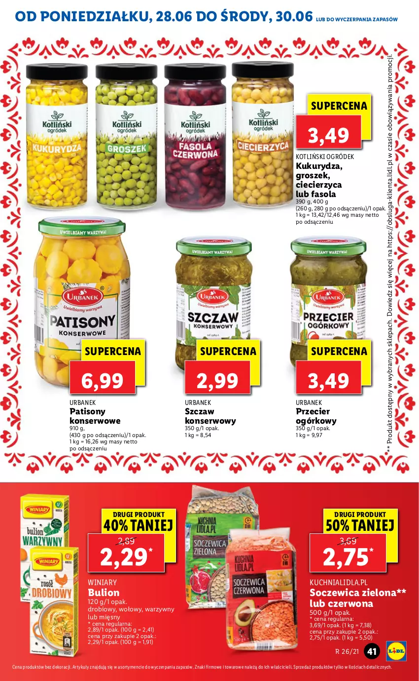 Gazetka promocyjna Lidl - GAZETKA - ważna 28.06 do 30.06.2021 - strona 41 - produkty: Bulion, Fa, Fasola, Groszek, Kuchnia, Kukurydza, Lion, Ogród, Ser, Sony, Winiary