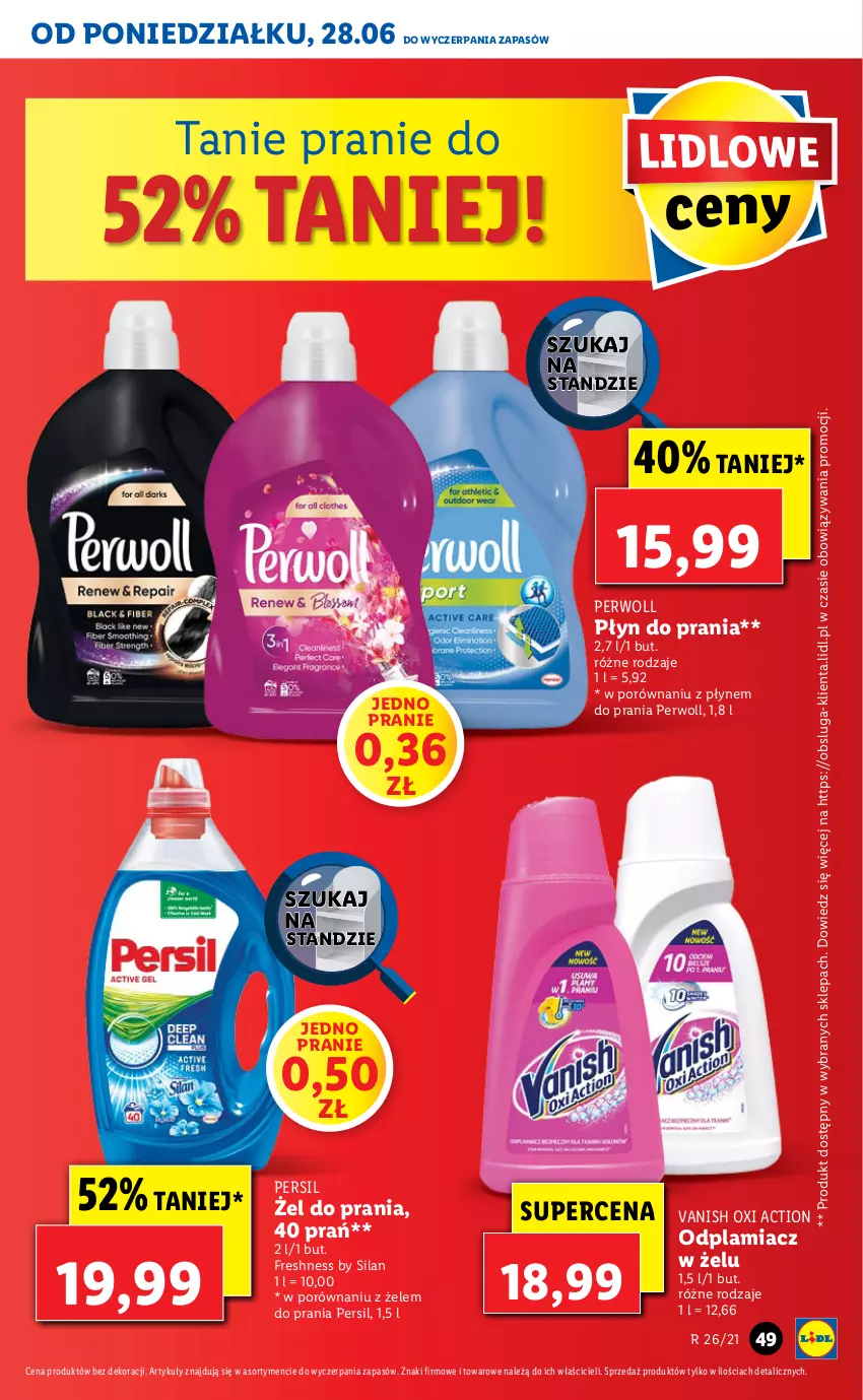 Gazetka promocyjna Lidl - GAZETKA - ważna 28.06 do 30.06.2021 - strona 49 - produkty: Odplamiacz, Persil, Perwoll, Por, Silan, Vanish