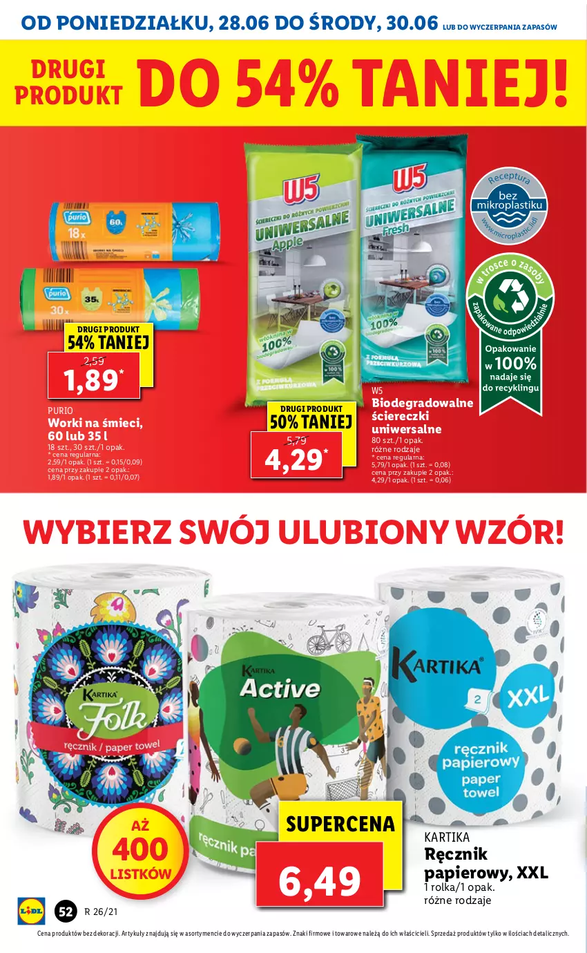 Gazetka promocyjna Lidl - GAZETKA - ważna 28.06 do 30.06.2021 - strona 52 - produkty: Gra, Papier, Pur, Ręcznik, Worki na śmiec, Worki na śmieci