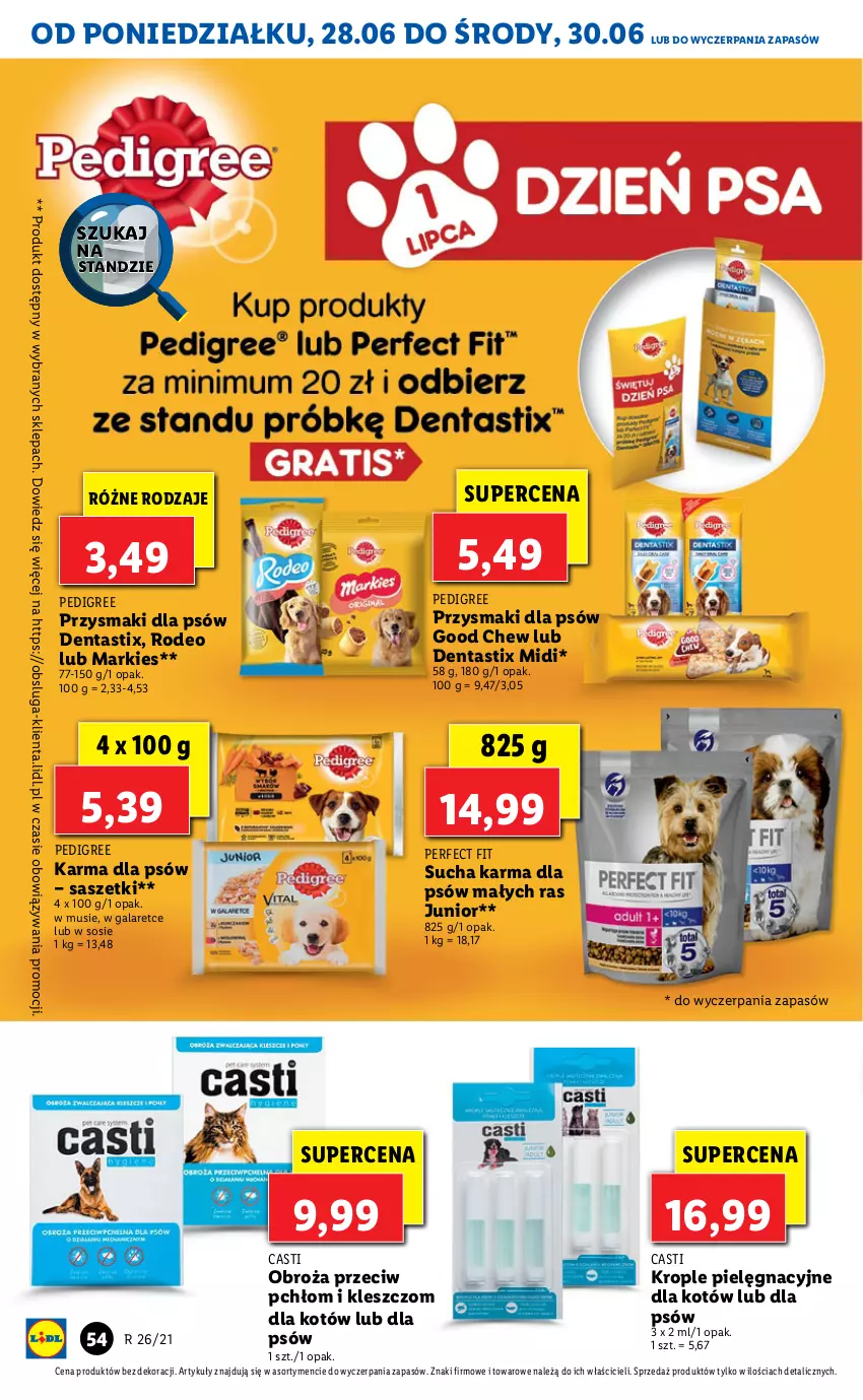 Gazetka promocyjna Lidl - GAZETKA - ważna 28.06 do 30.06.2021 - strona 54 - produkty: Gala, Mus, Pedigree, Przysmaki, Sos, Sucha karma